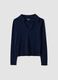 Blue viscose-blend polo-collar jumper, regular fit_4
