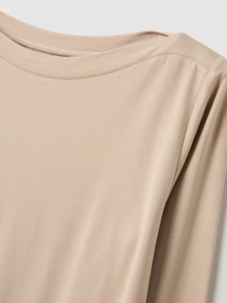 Beige crew neck long sleeve regular fit top_5