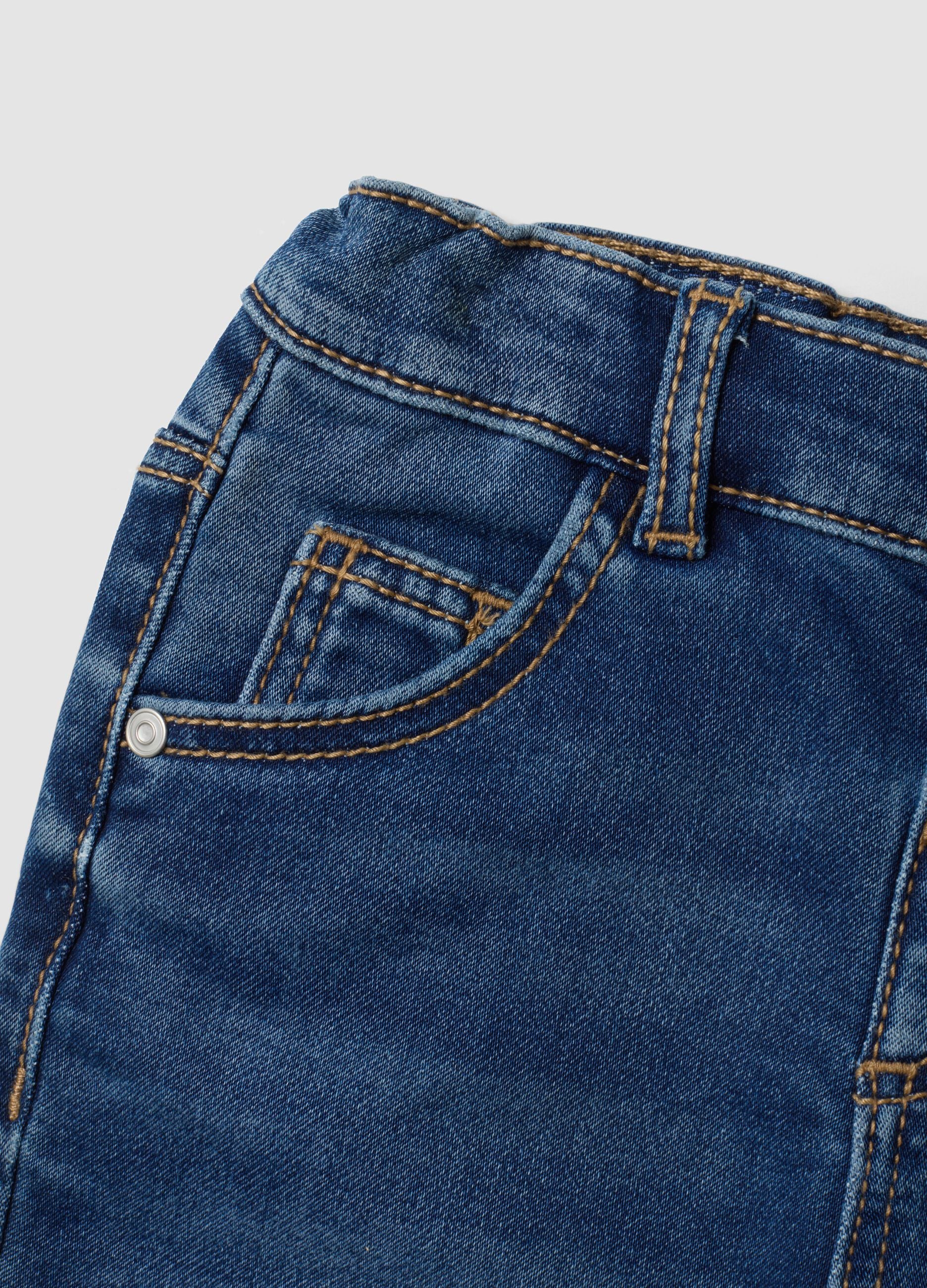Dark blue stretch-cotton denim jeans, regular fit for baby boy