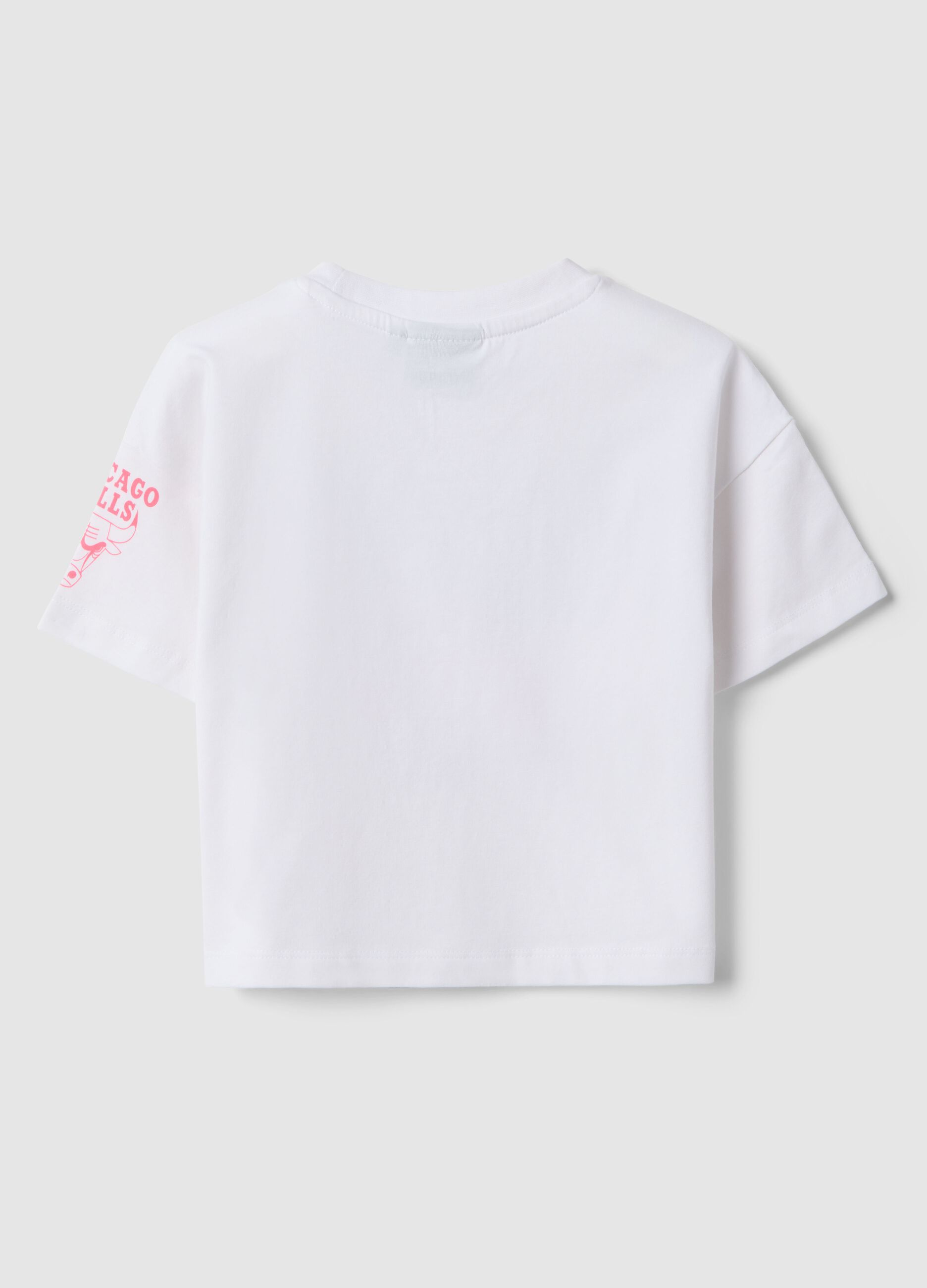 White stretch cotton girl's boxy fit T-shirt Chicago