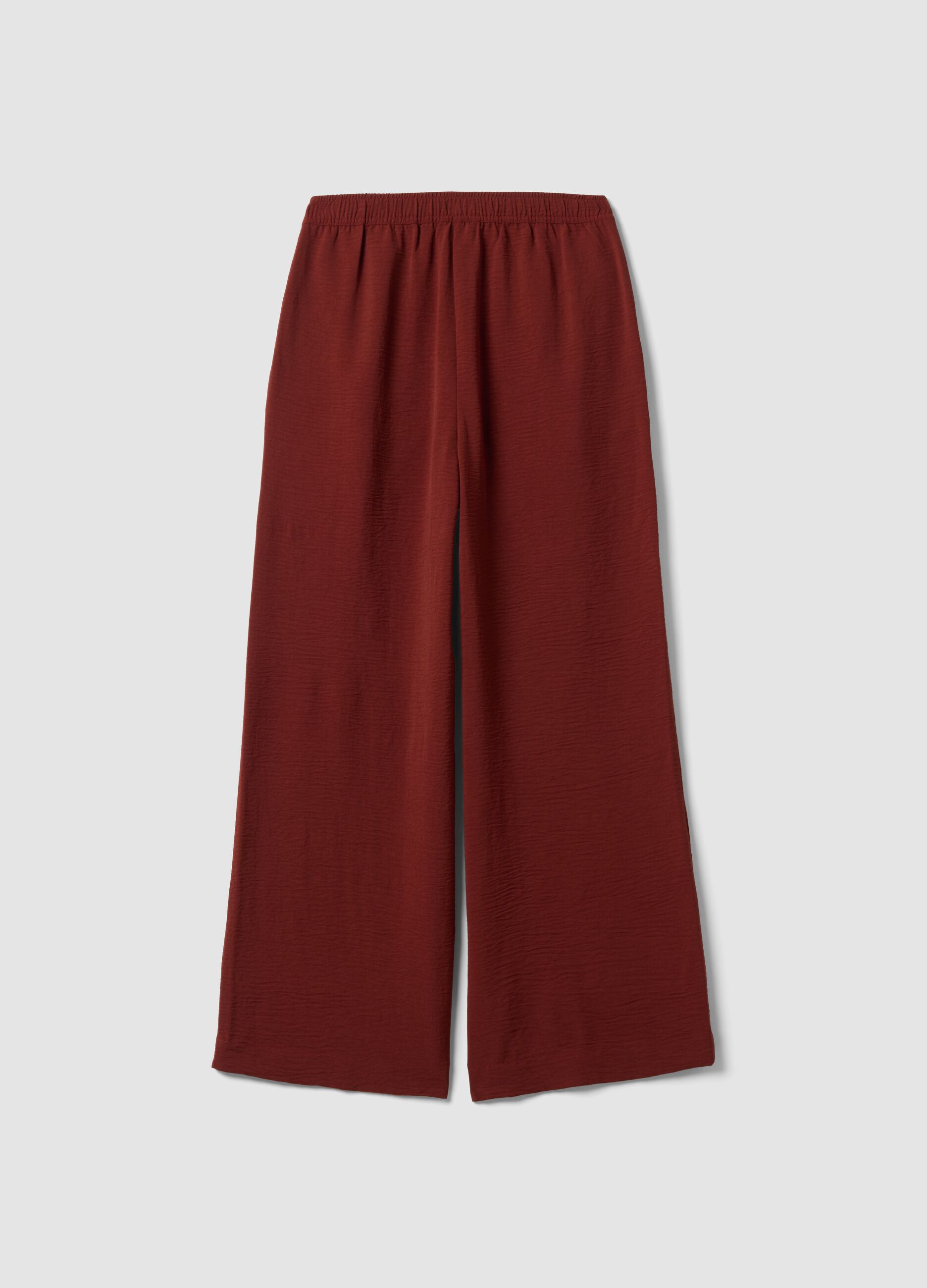 Red wide-leg trousers with elasticated waistband