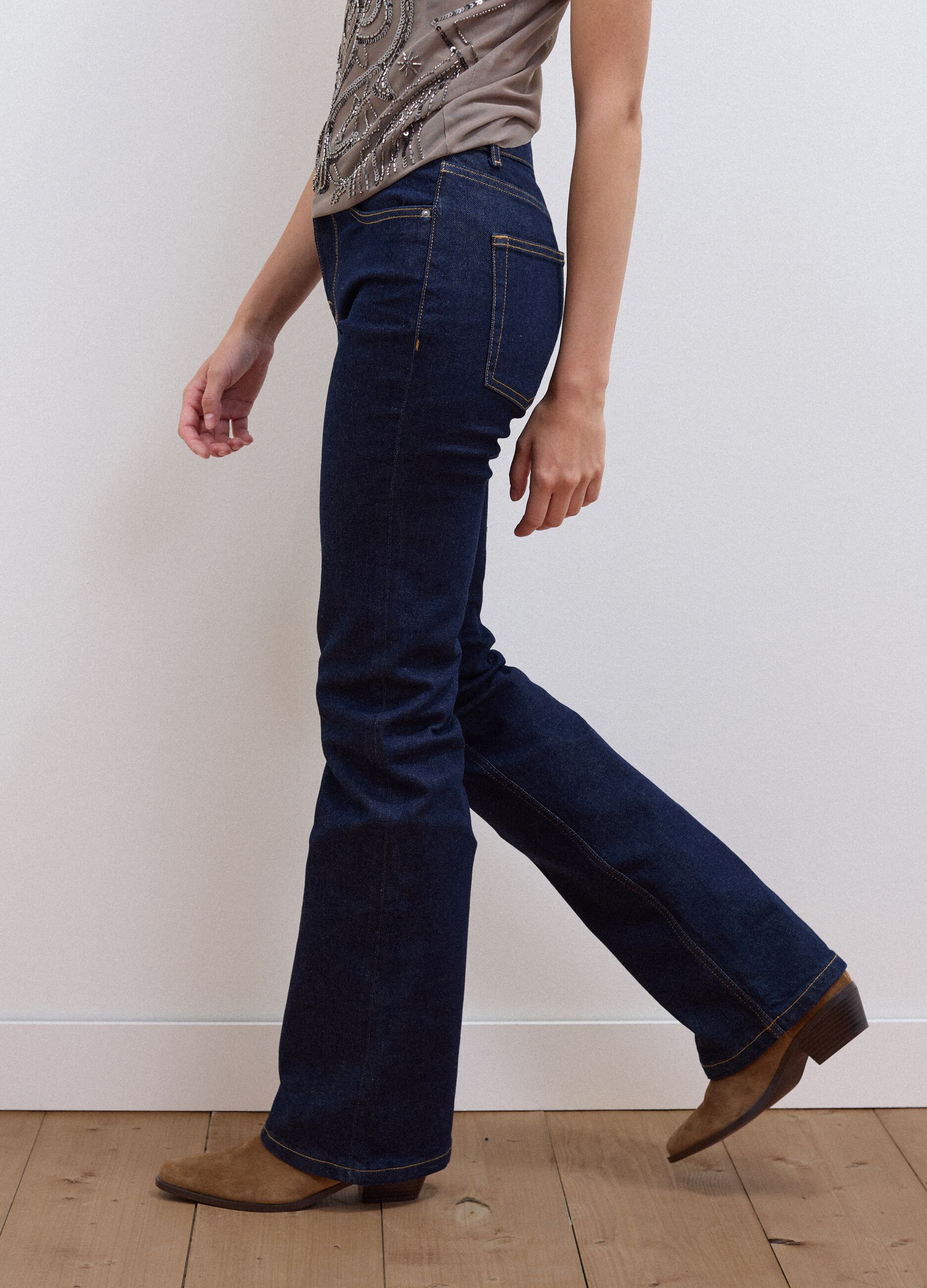 Blue stretch-cotton bootcut jeans