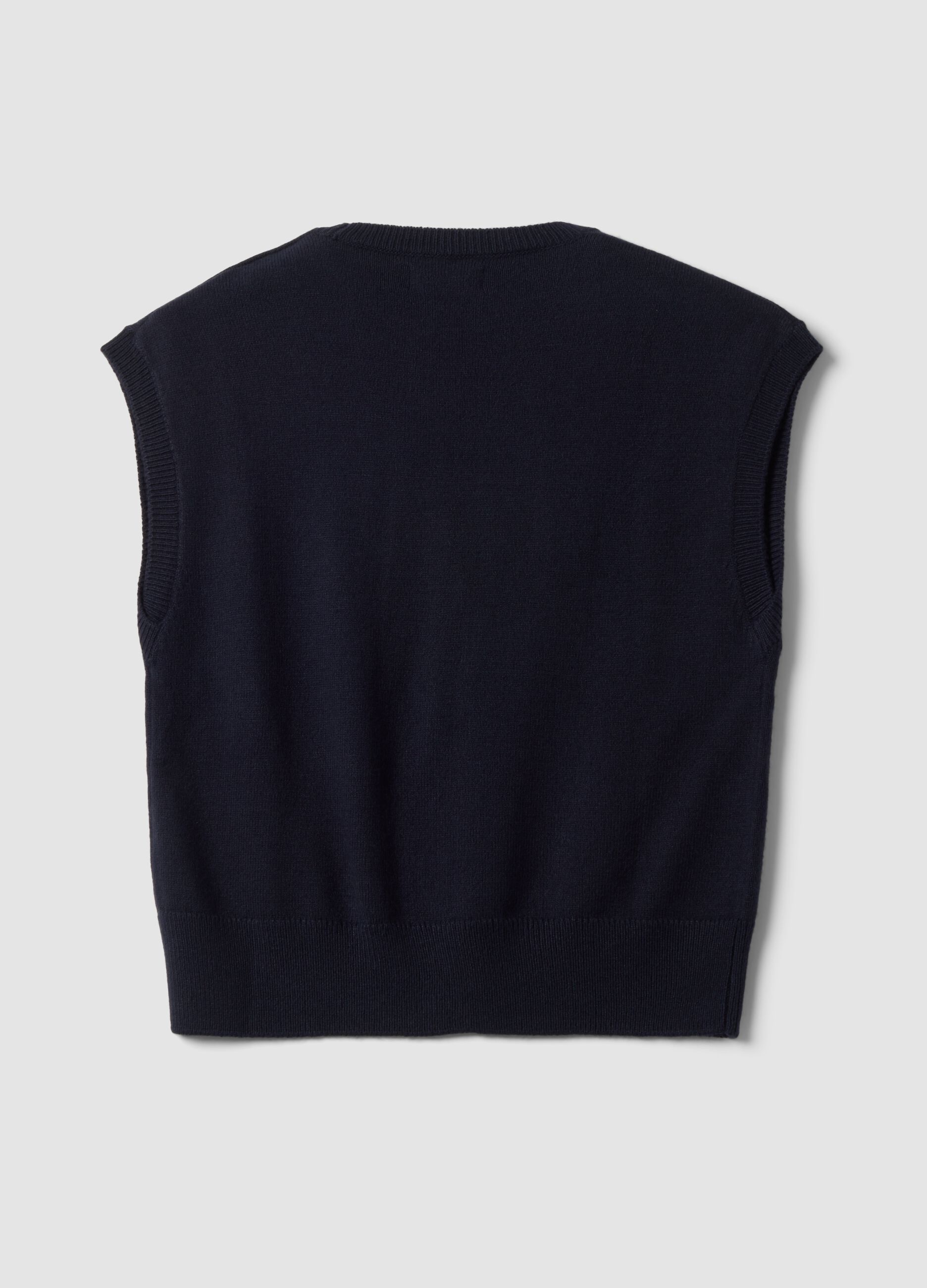 Blue deep V-neck oversized button-up gilet