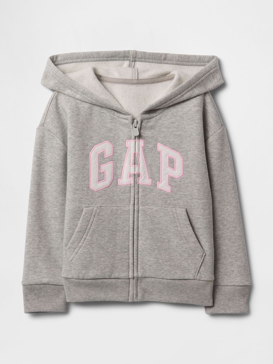 Felpa in misto cotone regular fit con zip e logo GAP_0