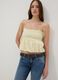 Yellow pure cotton cropped top with thin straps_0