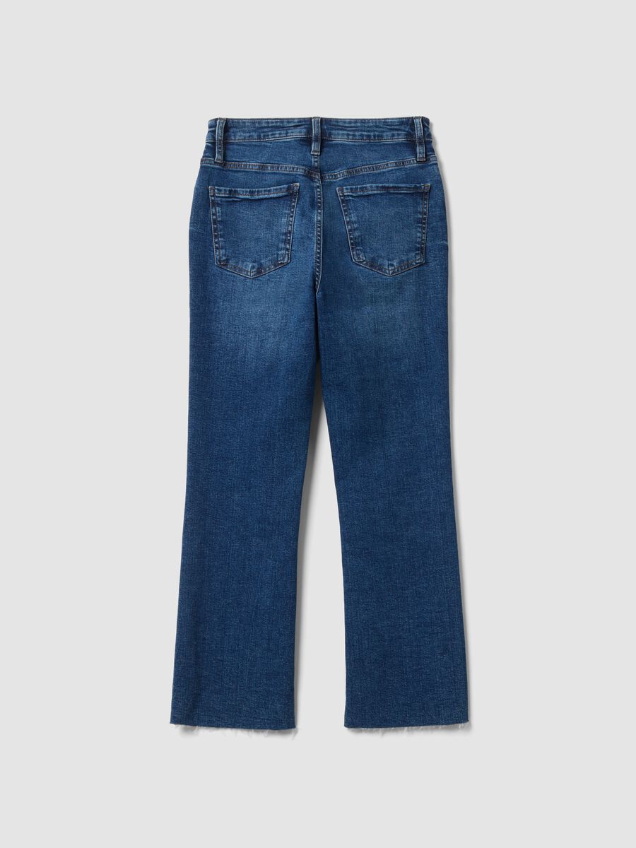 Blue stretch cotton denim flare jeans_6
