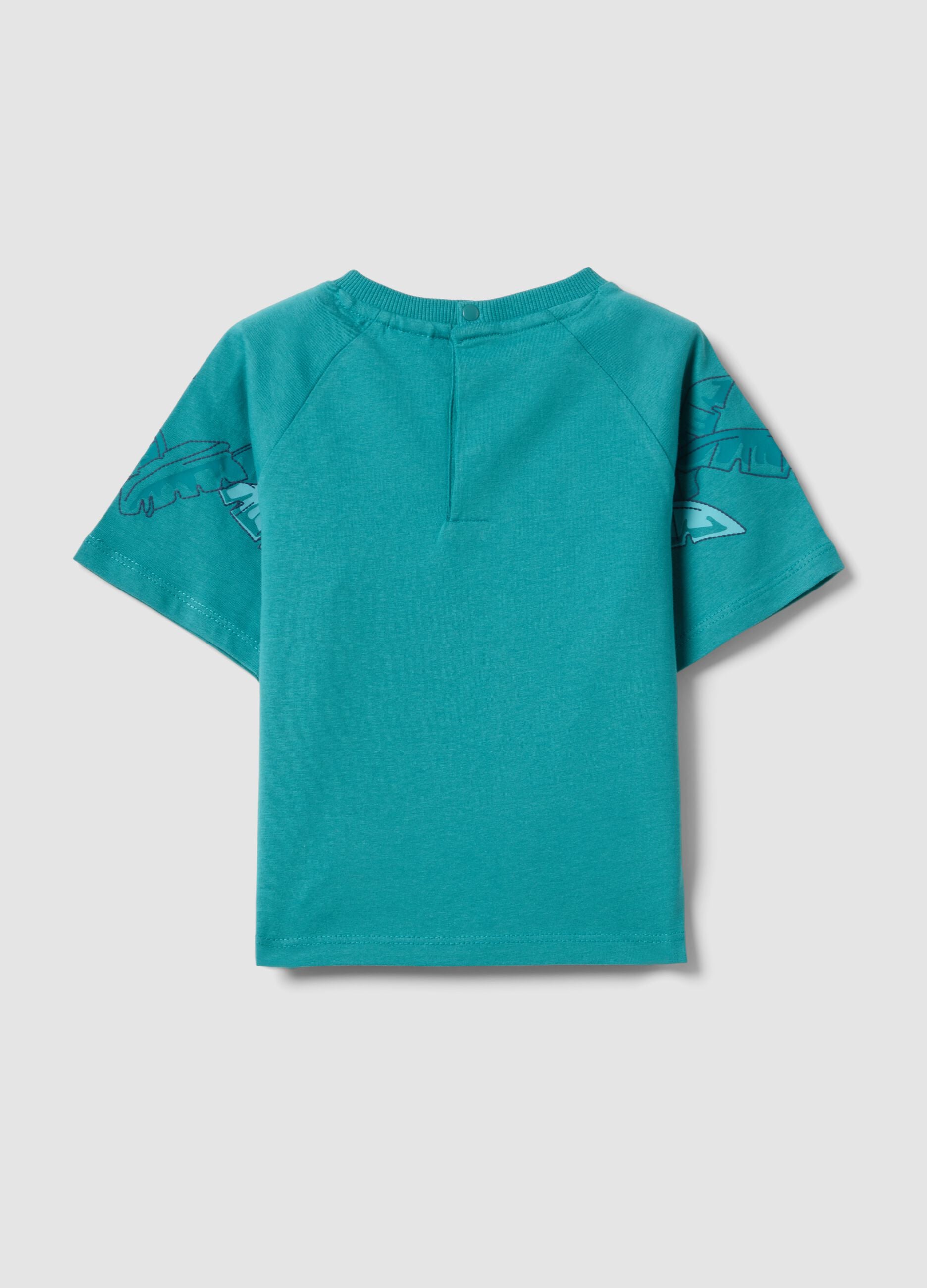 Blue pure cotton short-sleeve T-shirt for baby boy, oversized fit
