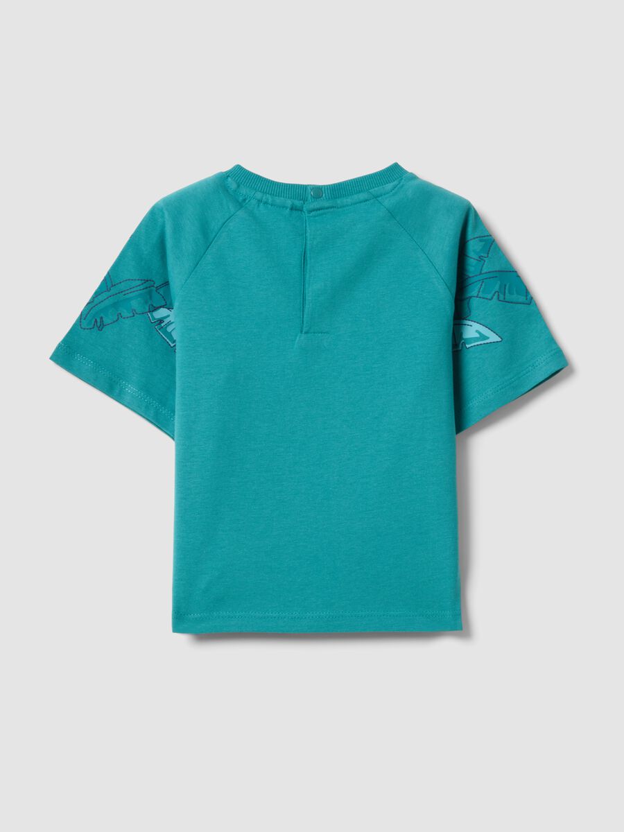 T-shirt azzurra in puro cotone a maniche corte per bimbo over fit_1