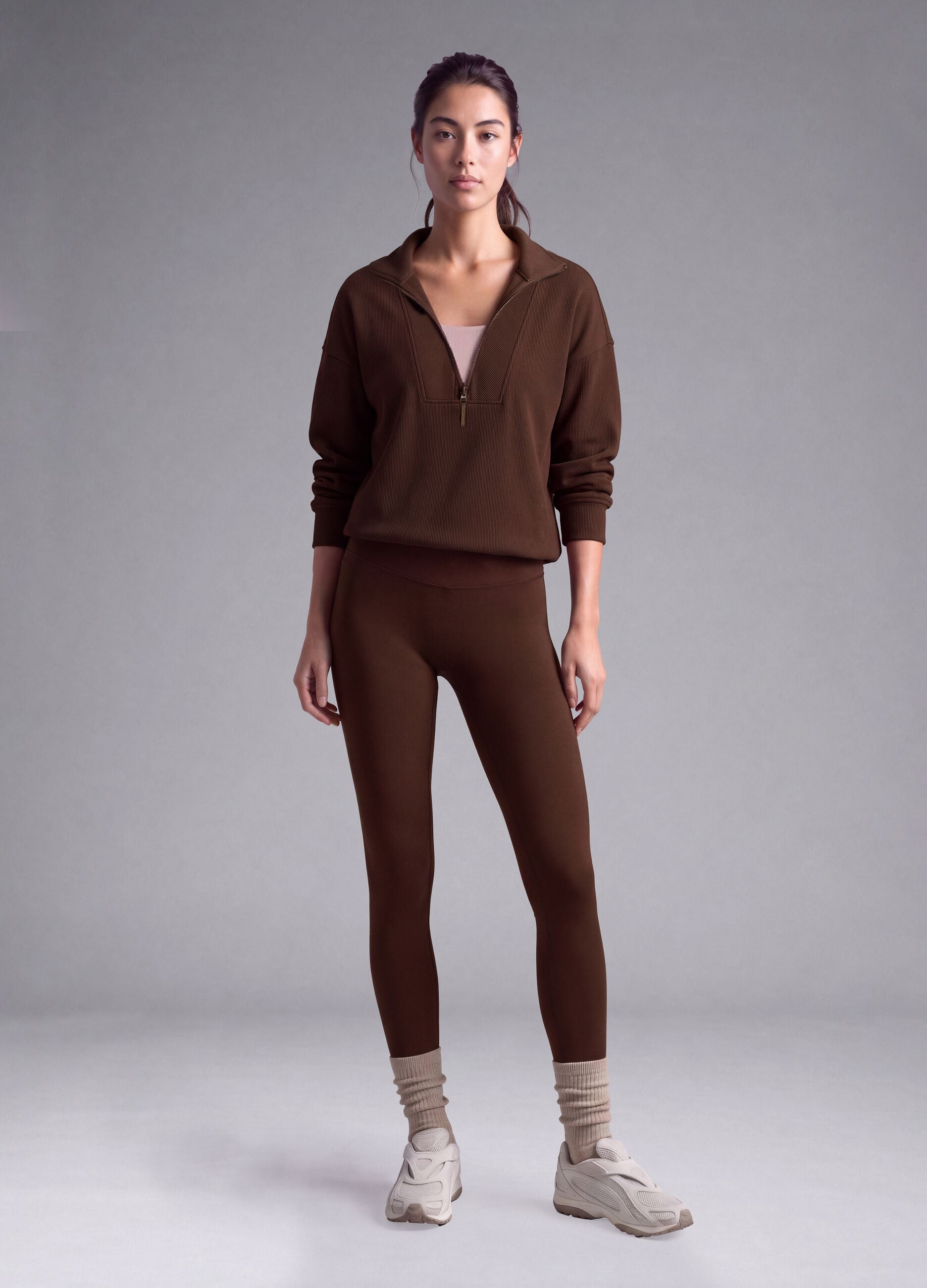 Brown high-waisted breathable stretch leggings ALTAVIA STUDIO
