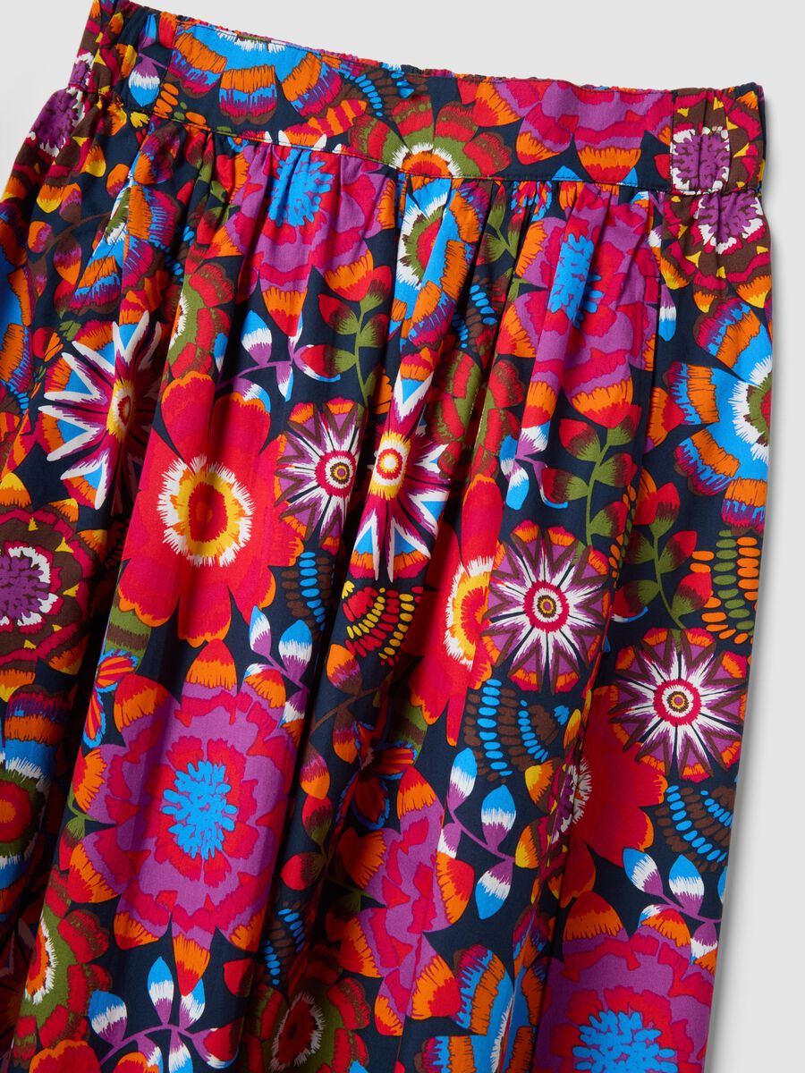 Multicolour midi skirt in pure cotton with elasticated waist_5