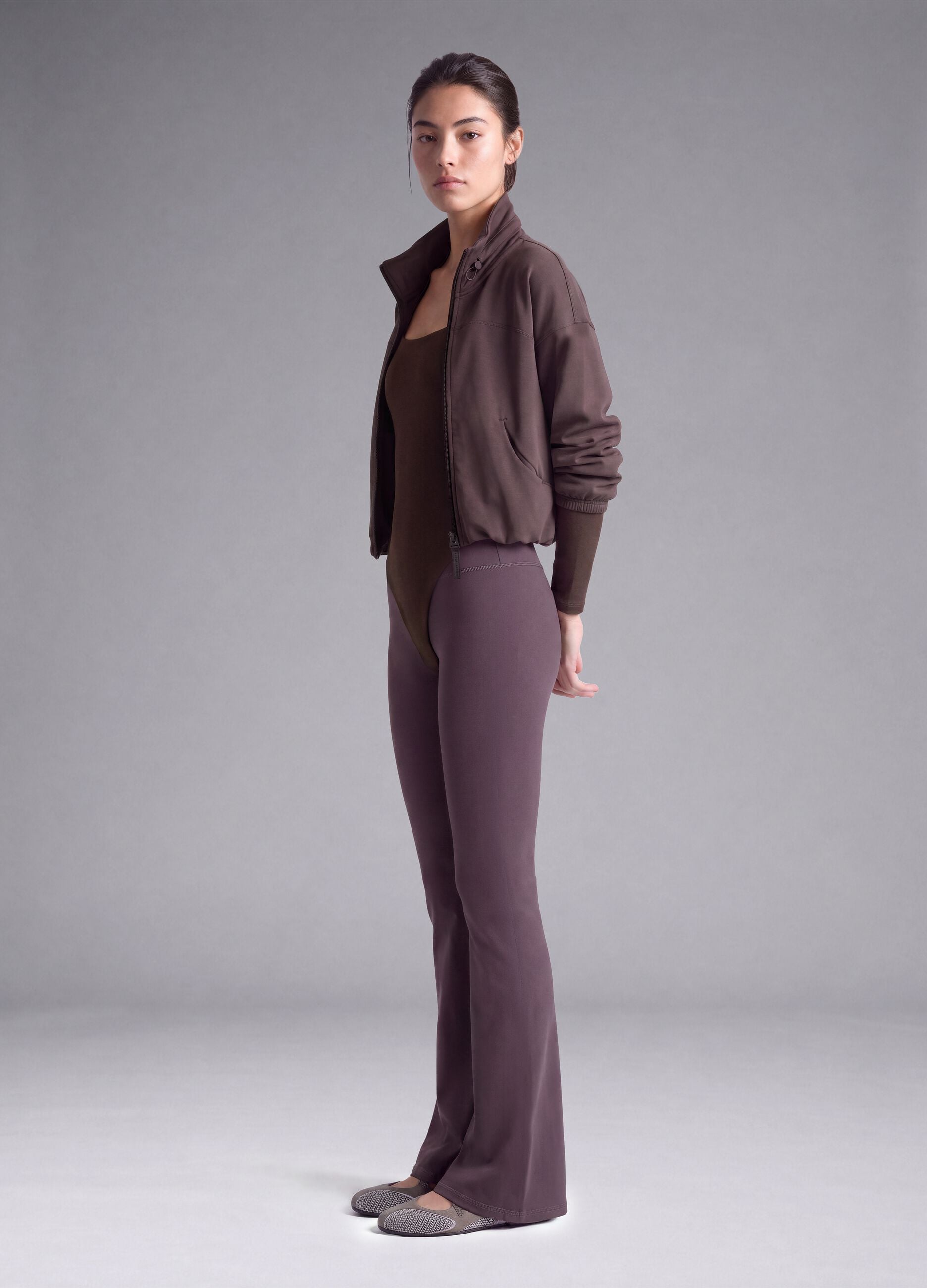 Purple flared leggings in breathable stretch fabric ALTAVIA STUDIO