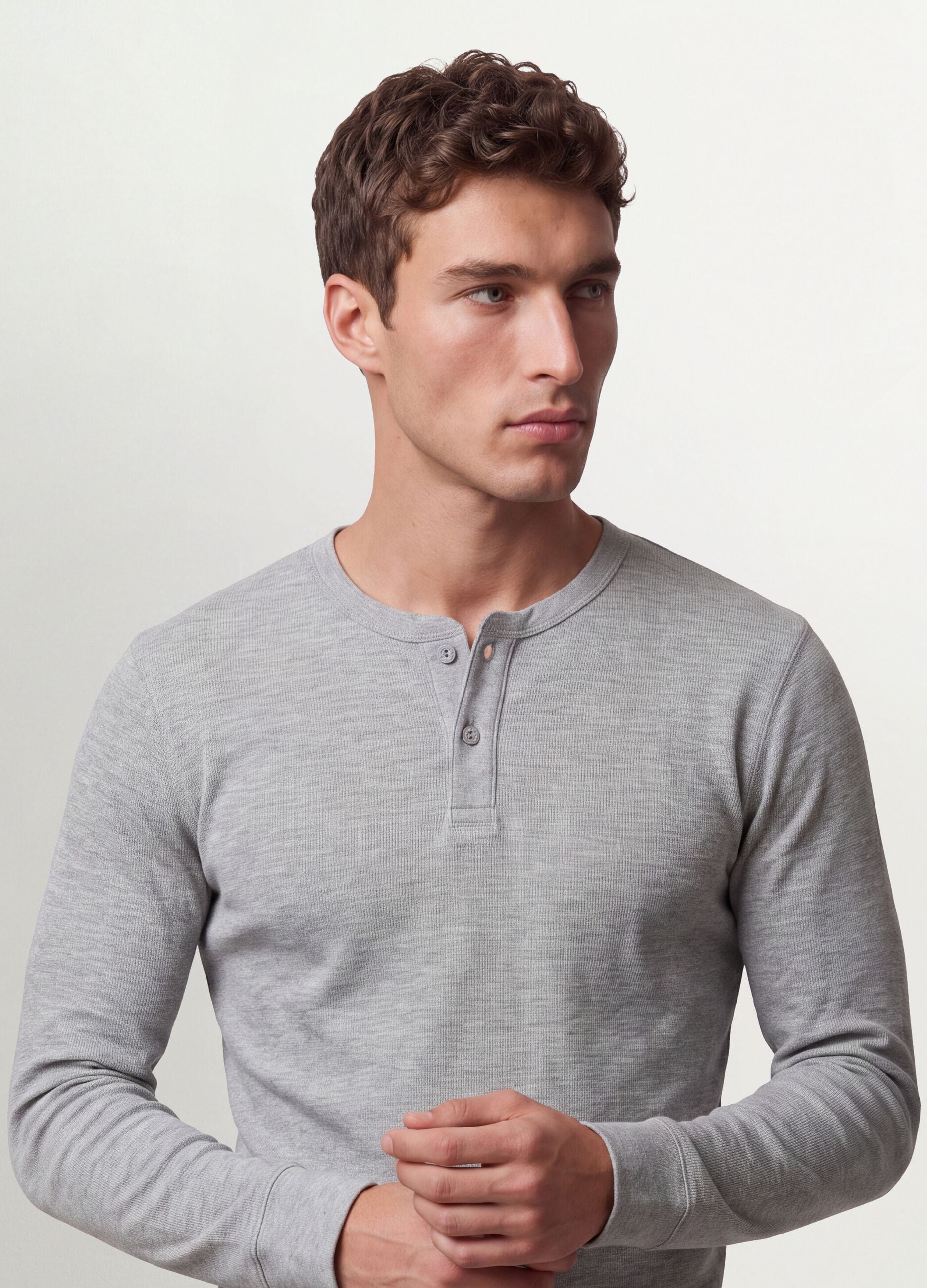 Grey honeycomb viscose-blend T-shirt, regular fit