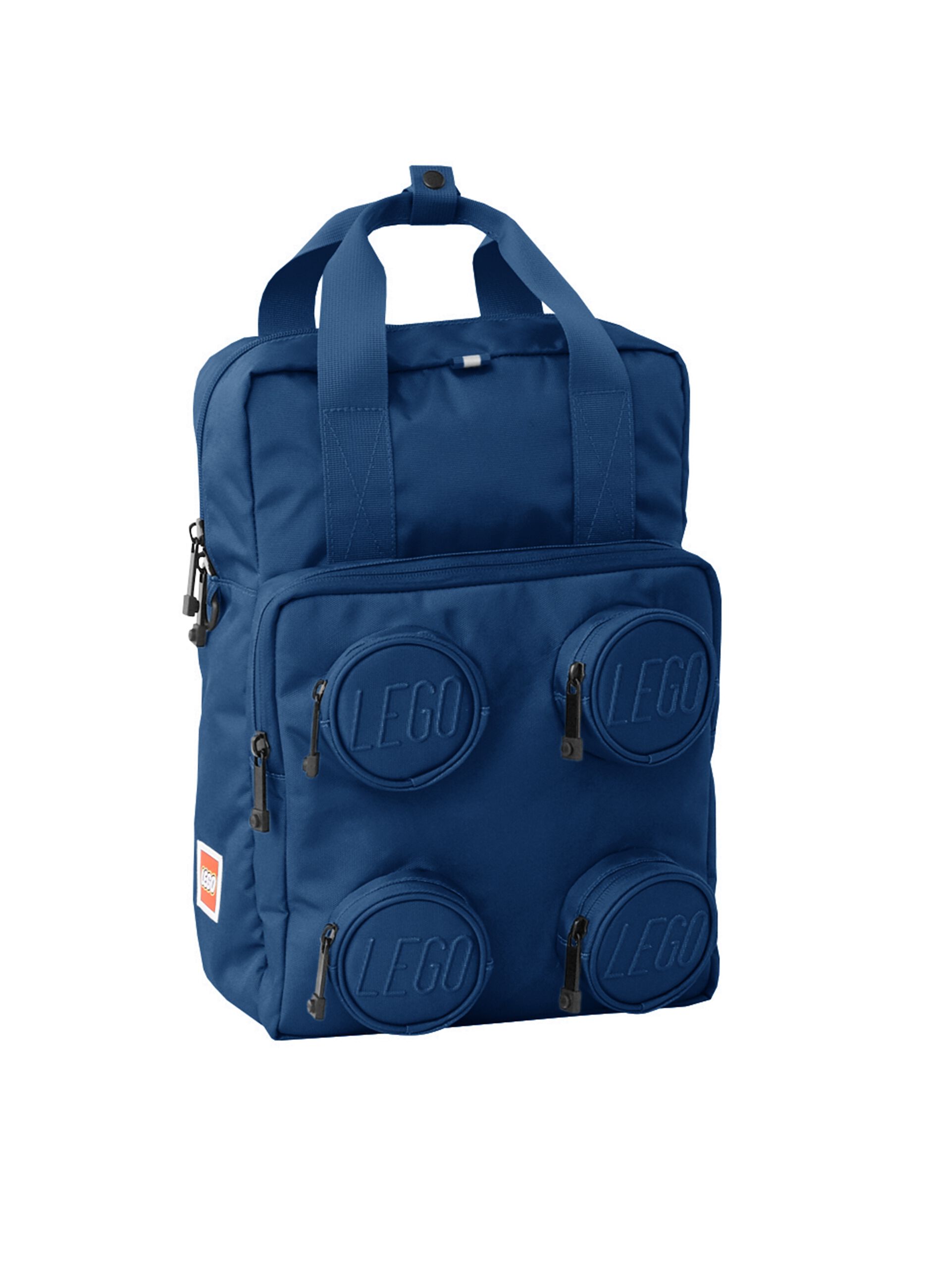 Blue backpack with front pockets