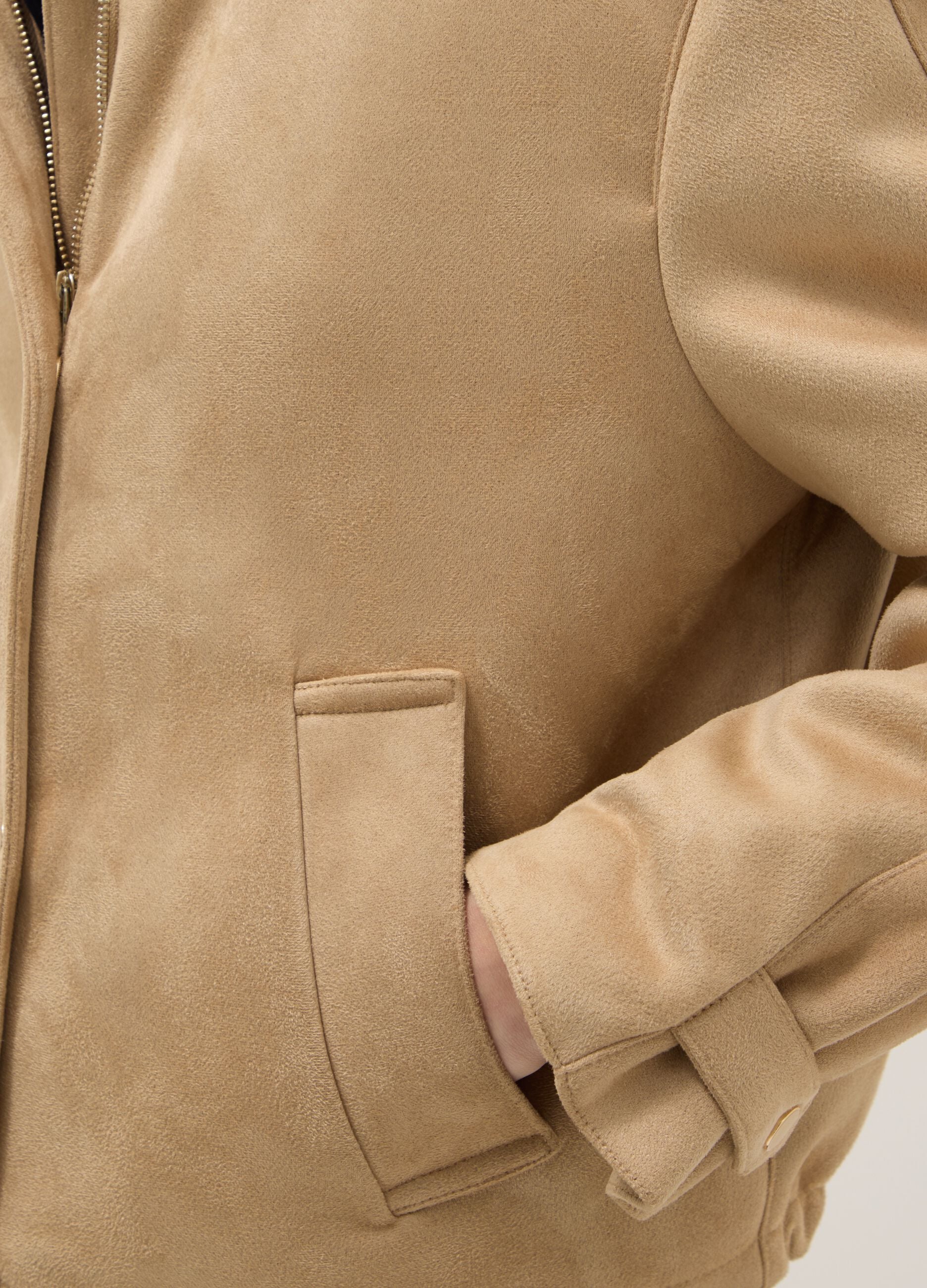 Regular fit beige jacket with full zip