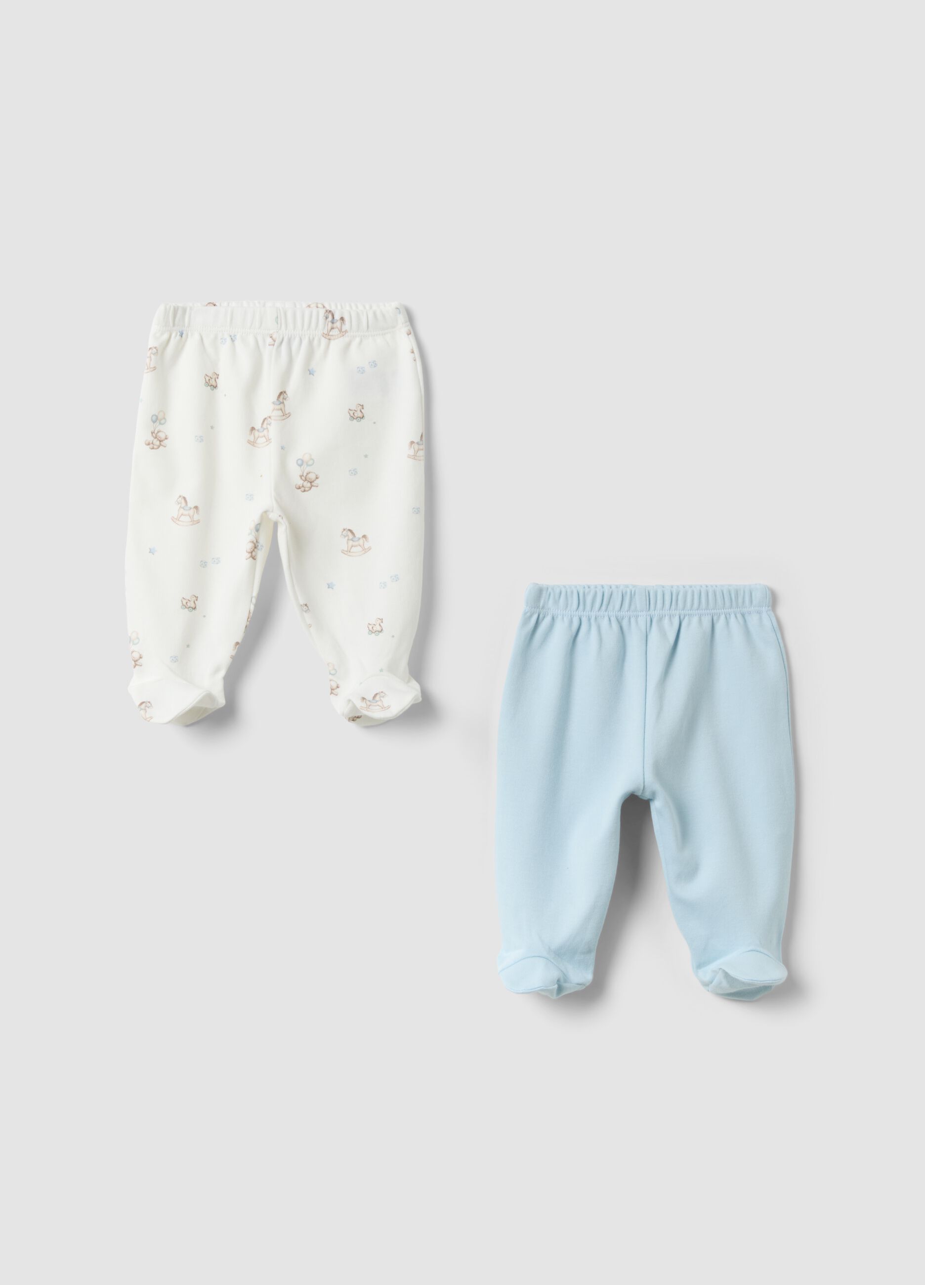 2-pack of organic cotton leggings in blue and white