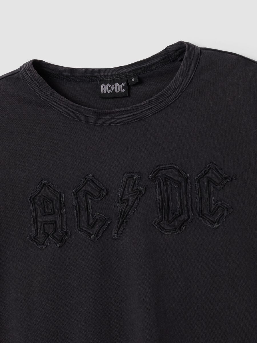 Grey pure cotton regular-fit T-shirt with AC/DC print_5