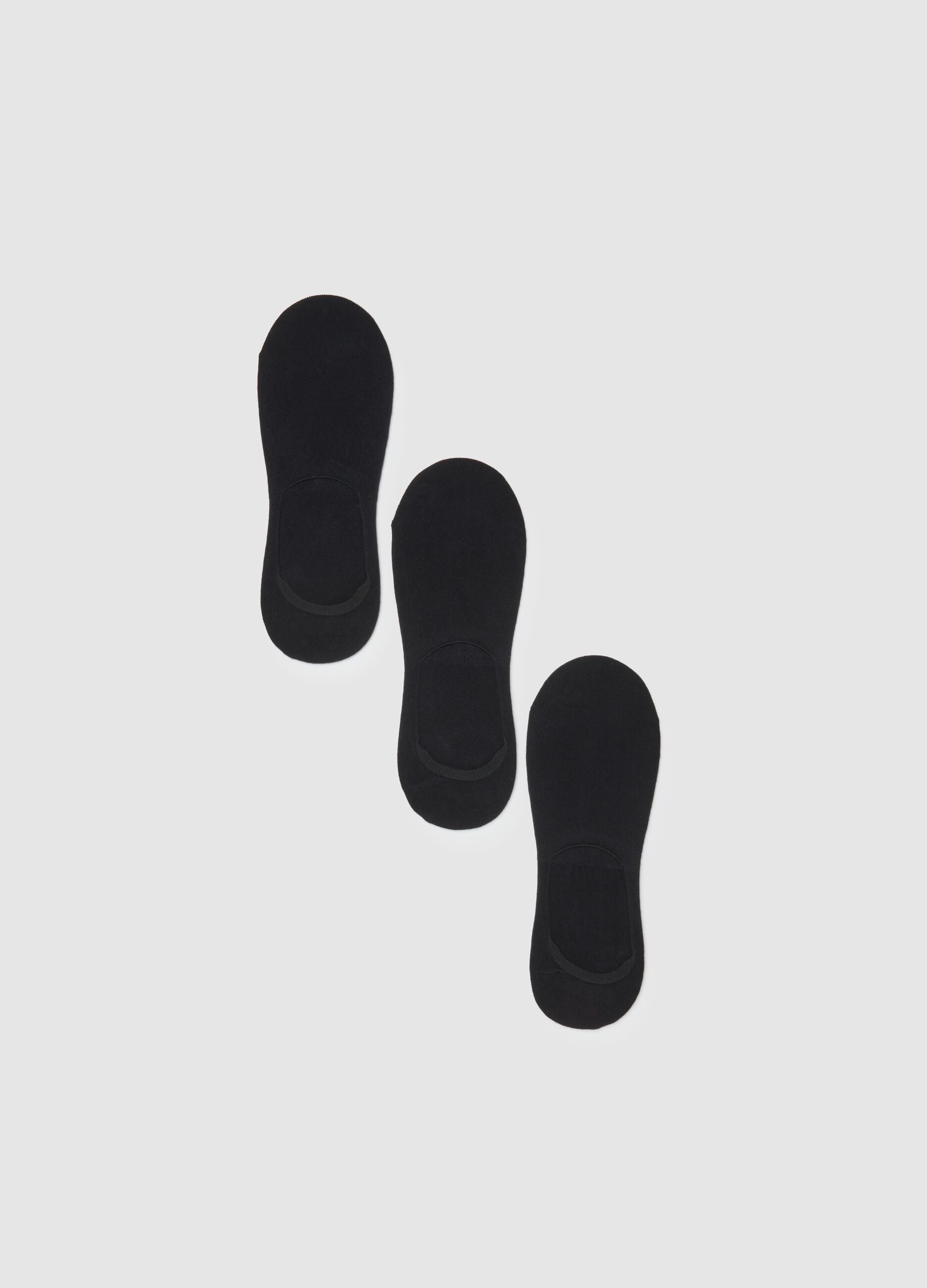 Black Invisible Socks Tripack in Regular Fit Cotton Blend