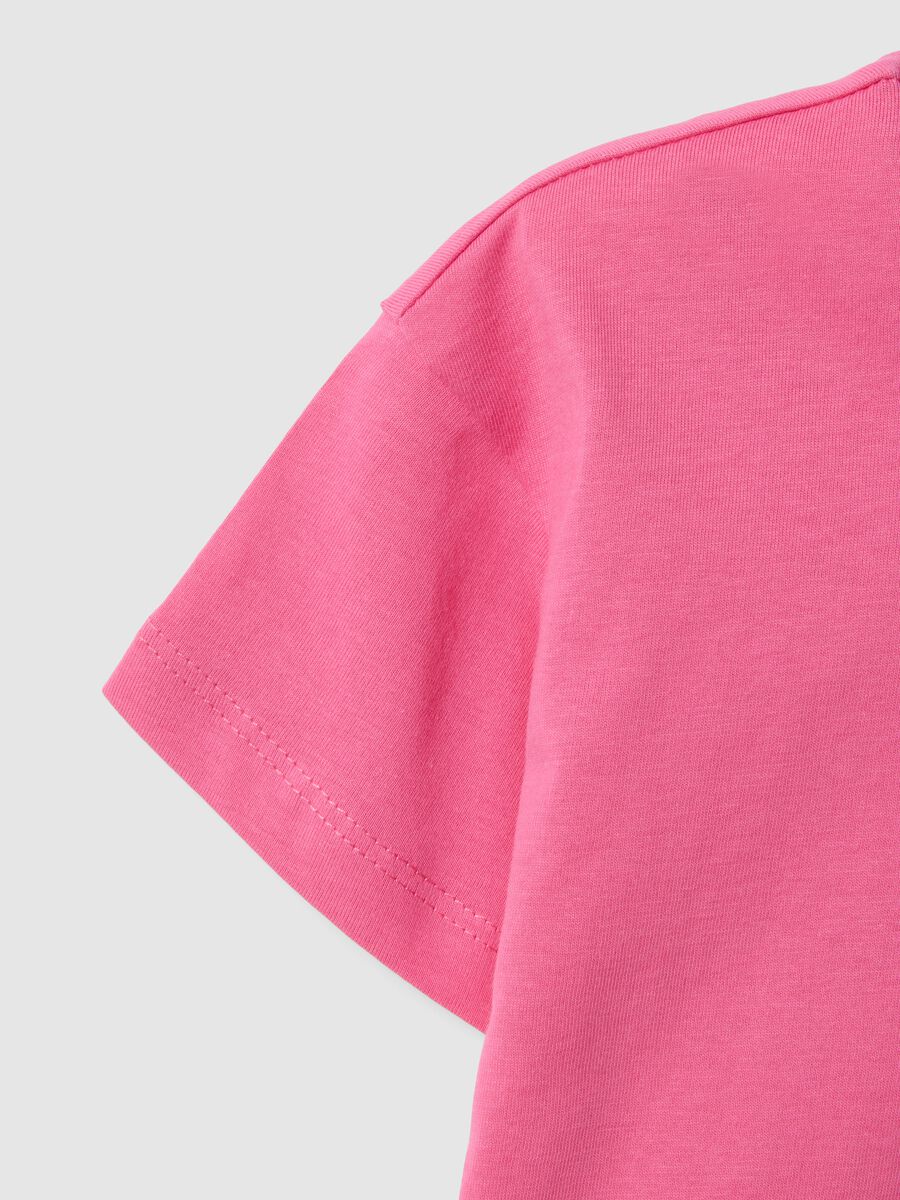 Girls' pink pure cotton boxy fit T-shirt with heart_3