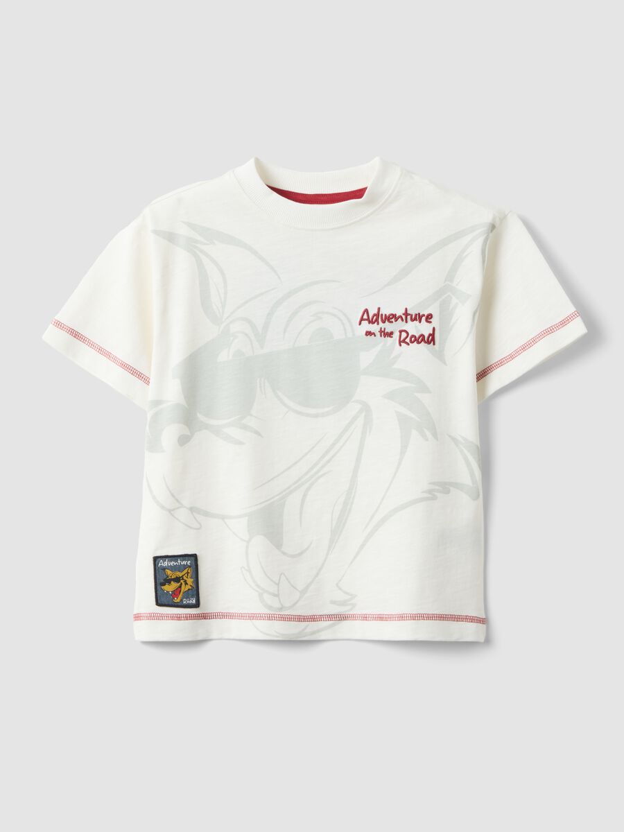 T-shirt in puro cotone bianca da bambina oversize fit con stampa_0