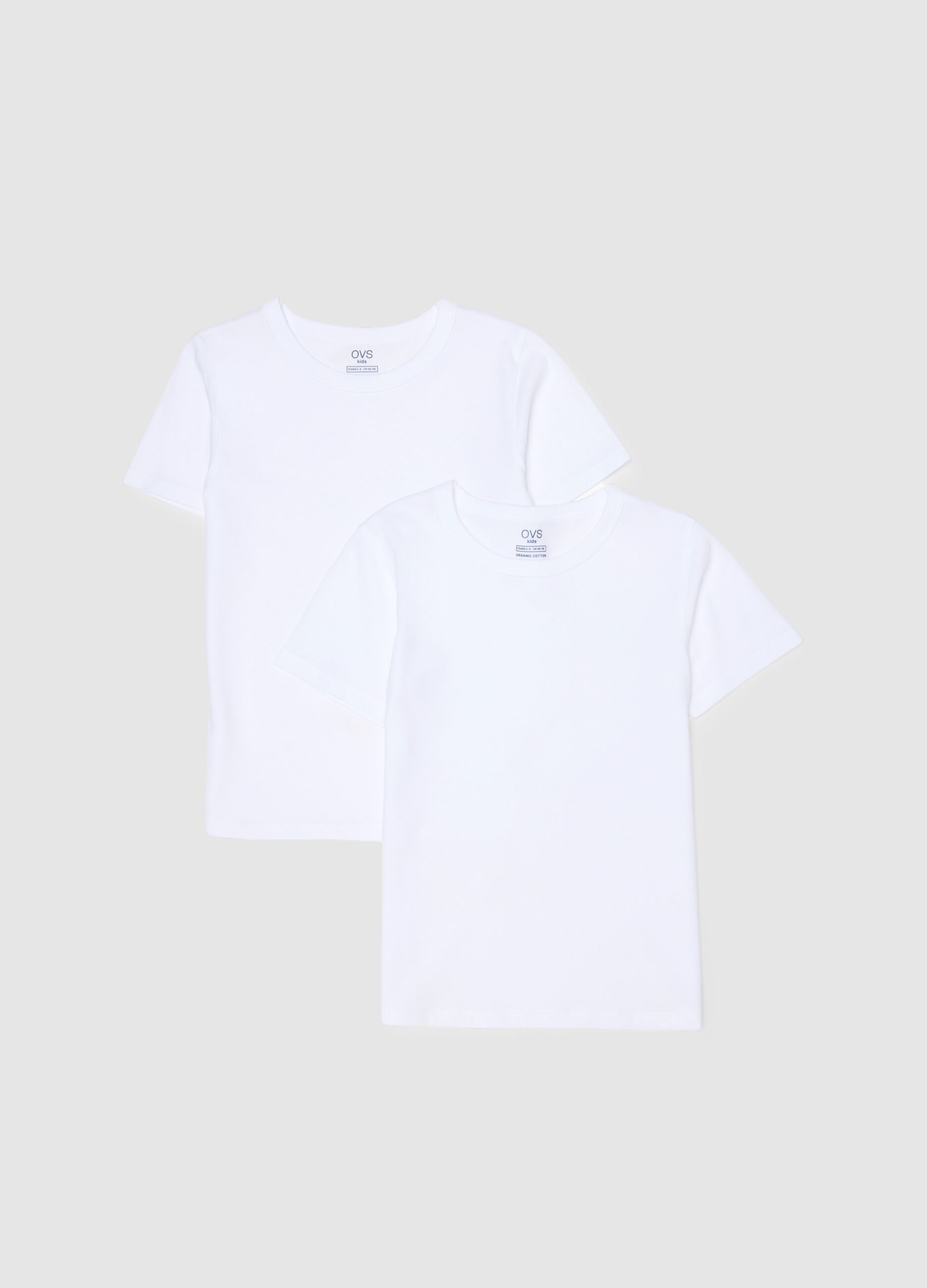 Pack of two white kids' t-shirts in pure cotton regular fit