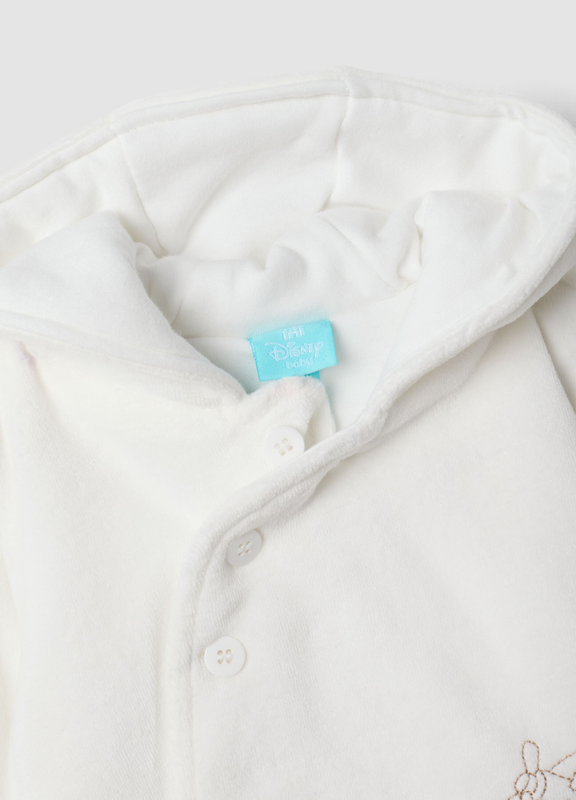 White padded jacket in organic cotton blend with Mickey embroidery for baby