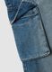 Blue pure cotton denim cargo jeans, relaxed fit for girls_1