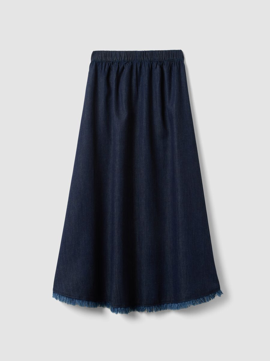 Gonna lunga blu in misto cotone, lino e viscosa_4