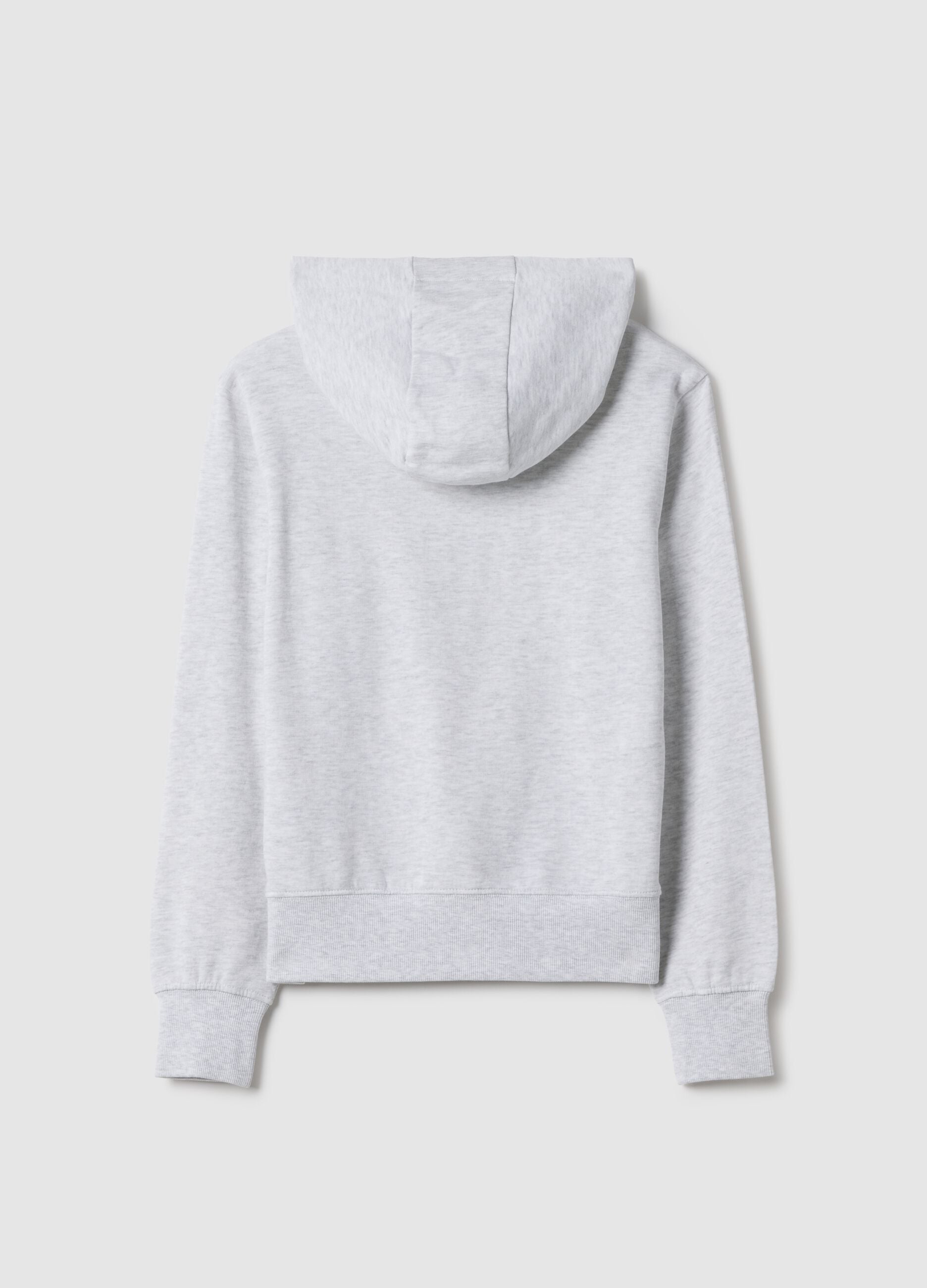Grey pure cotton hoodie for girls, regular fit with zip