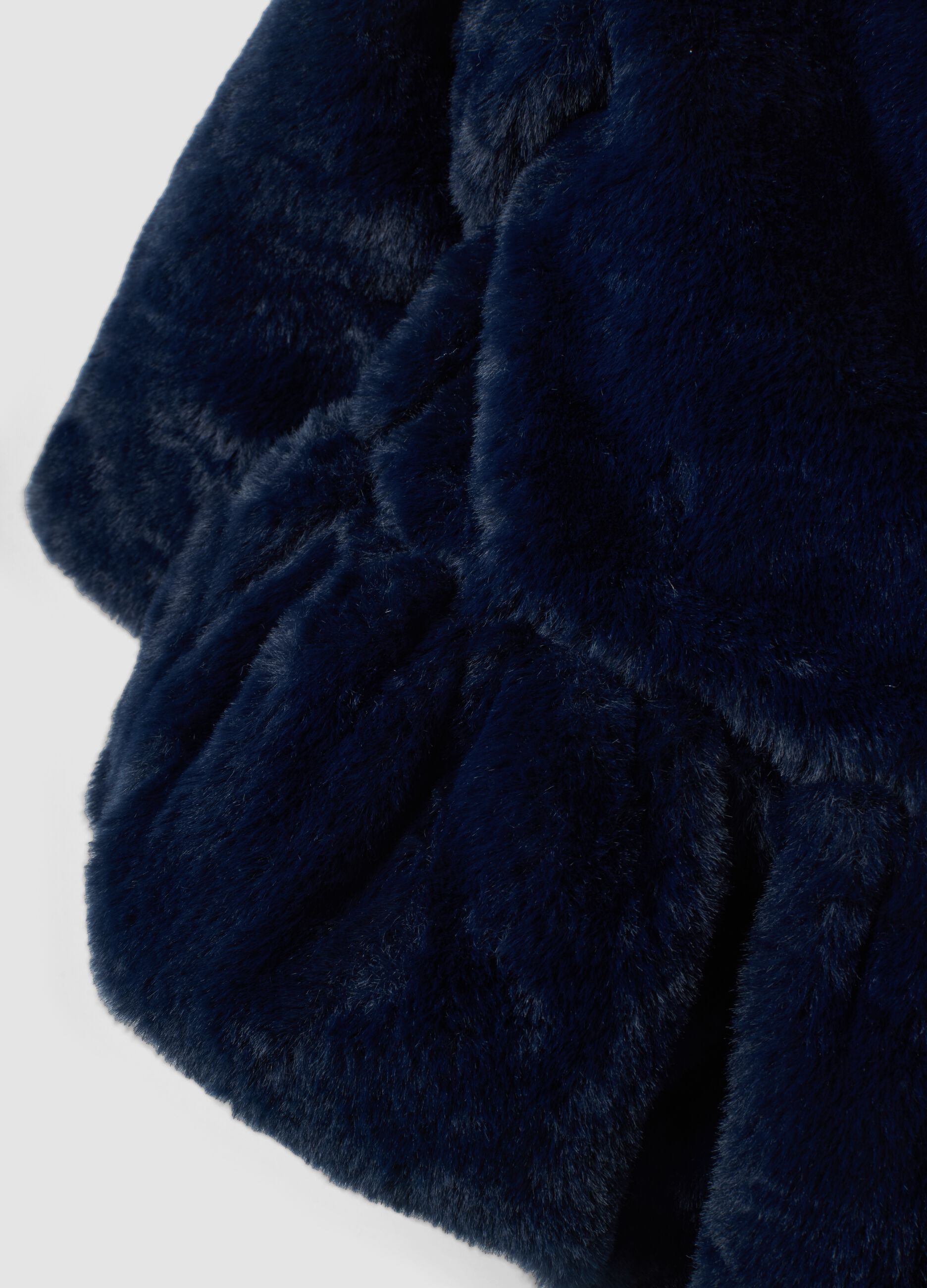 Blue padded teddy-effect jacket with zip