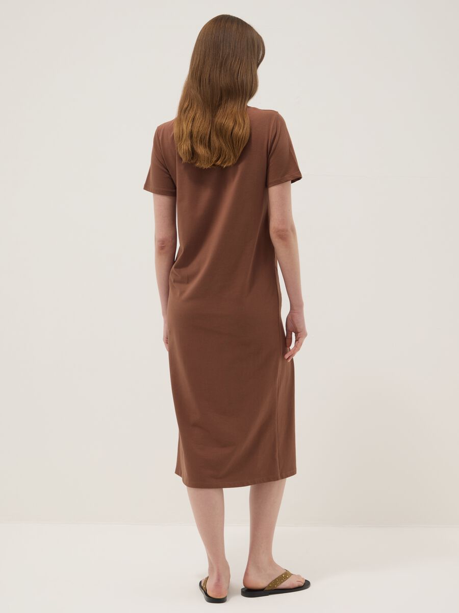 Brown midi dress in stretch cotton_3