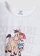 White stretch cotton T-shirt with knot and Toy Story print for girls_3