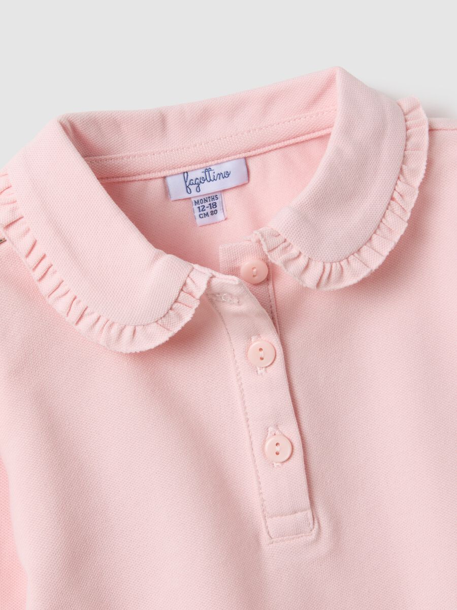 Polo rosa con volant da bimba in cotone elasticizzato regular fit_3