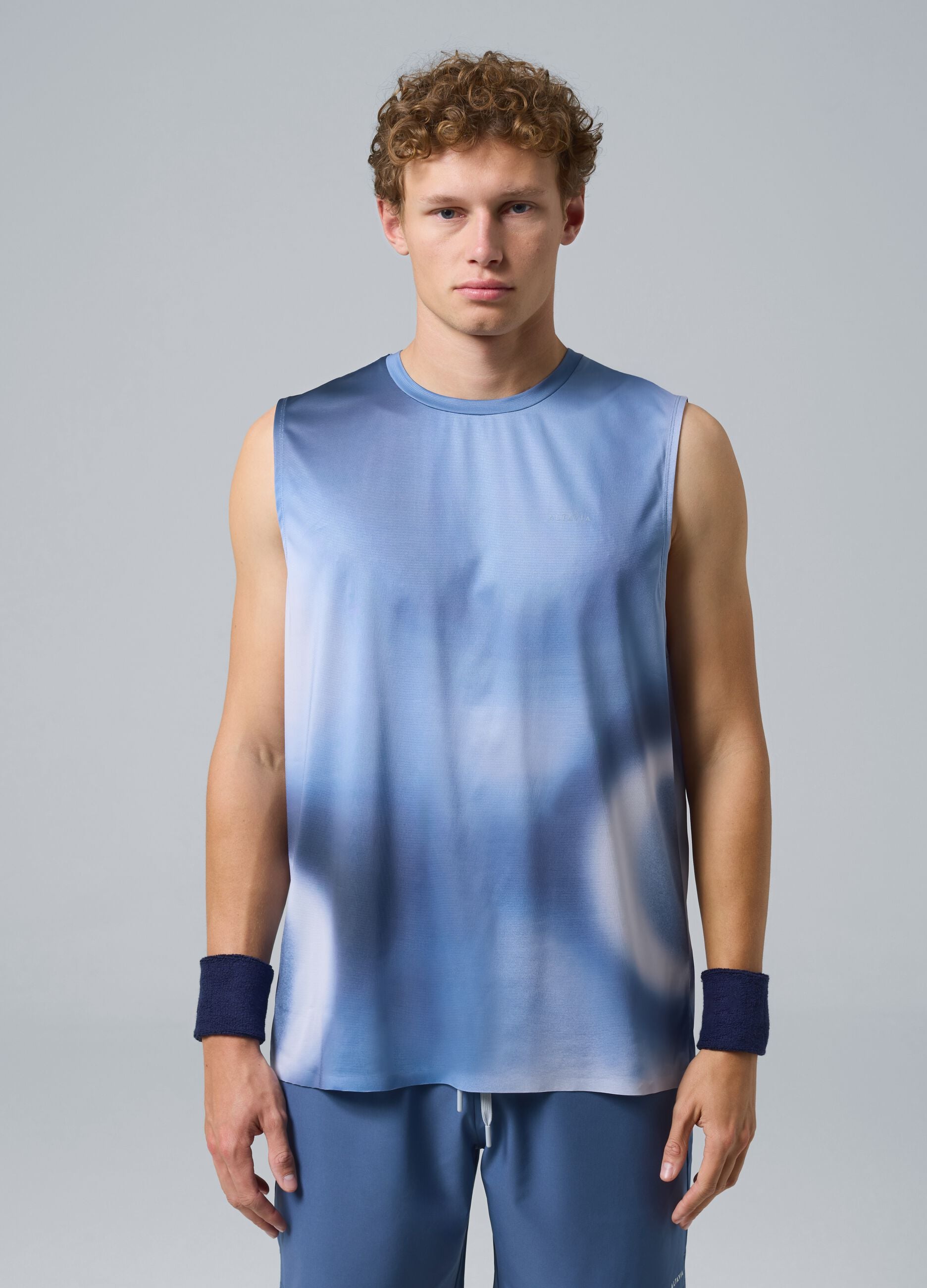 Light Blue ALTAVIA COURT Tank Top in Stretch Fabric with Tie-Dye Effect