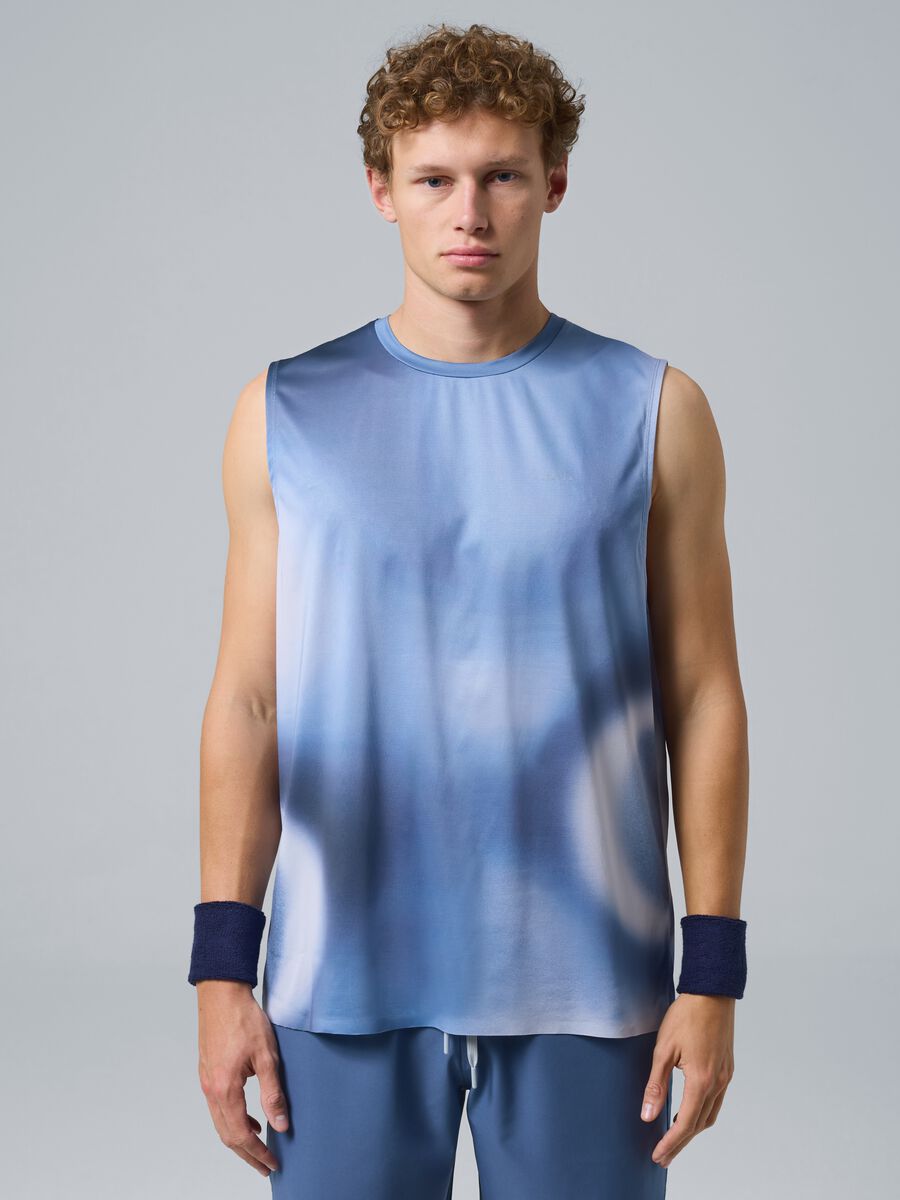 Light Blue ALTAVIA COURT Tank Top in Stretch Fabric with Tie-Dye Effect_0