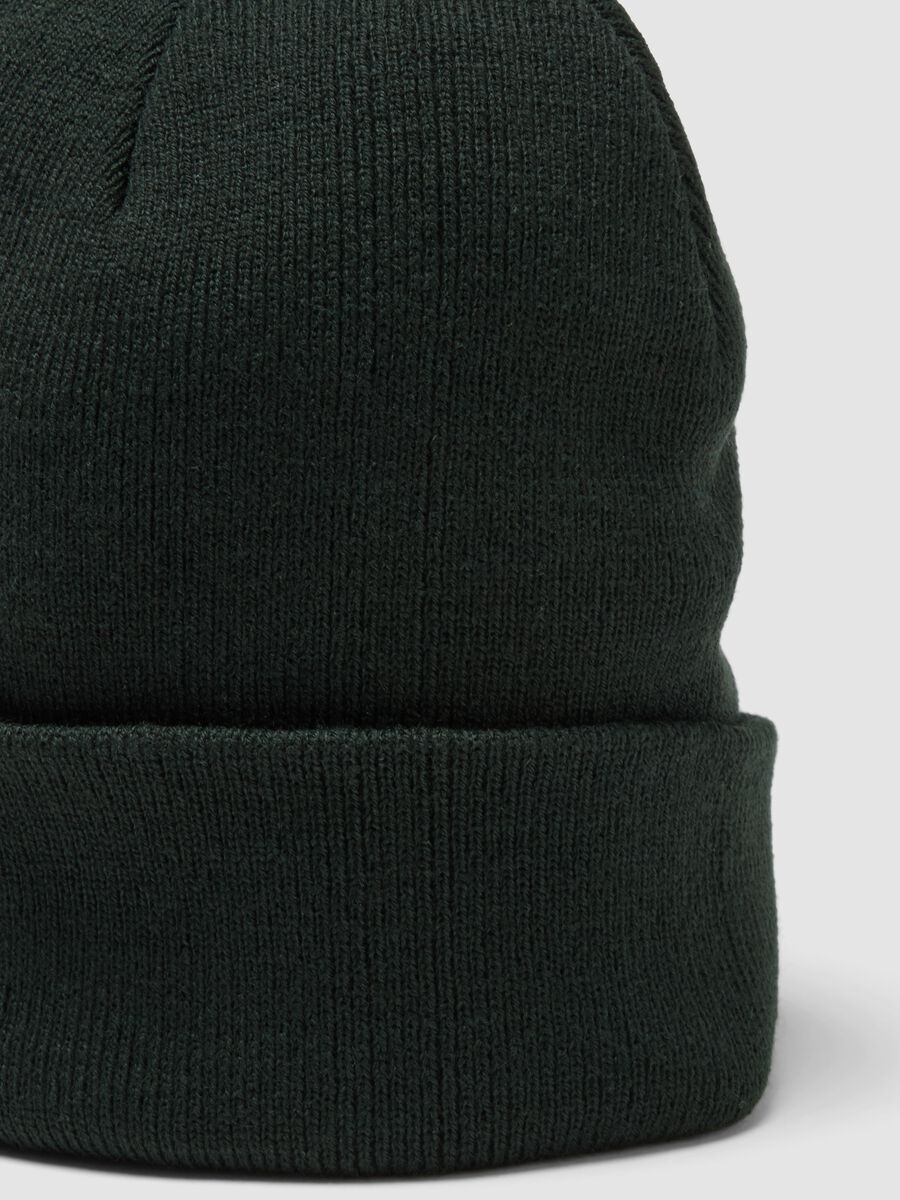 Black jersey knit beanie with turn-up cuff_2