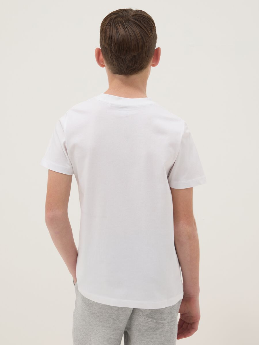 T-shirt in puro cotone bianca da ragazzo regular fit_1