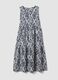 Blue stretch cotton midi dress with all-over print, regular fit_4