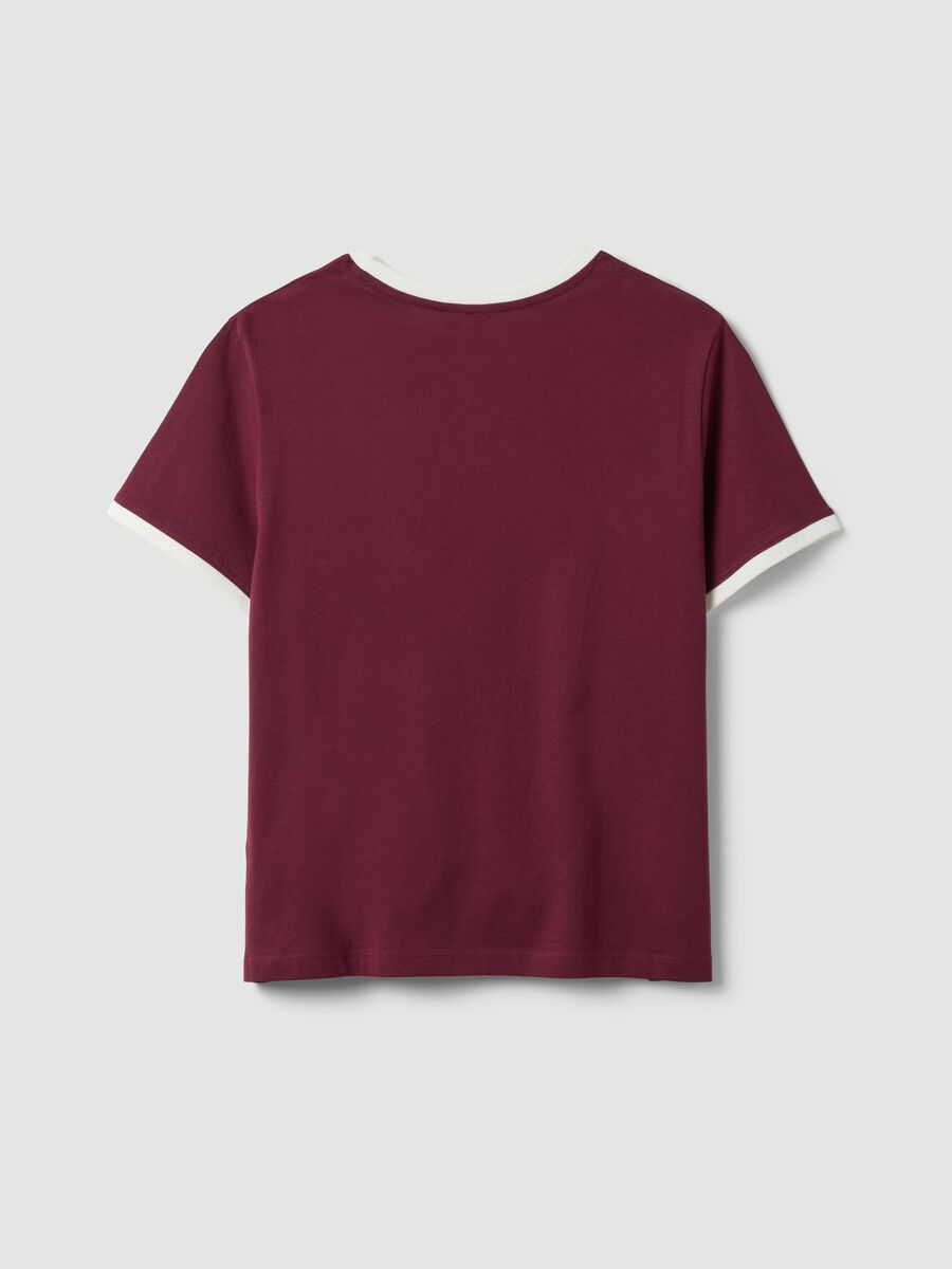 Red pure cotton T-shirt with buttons, regular fit_1