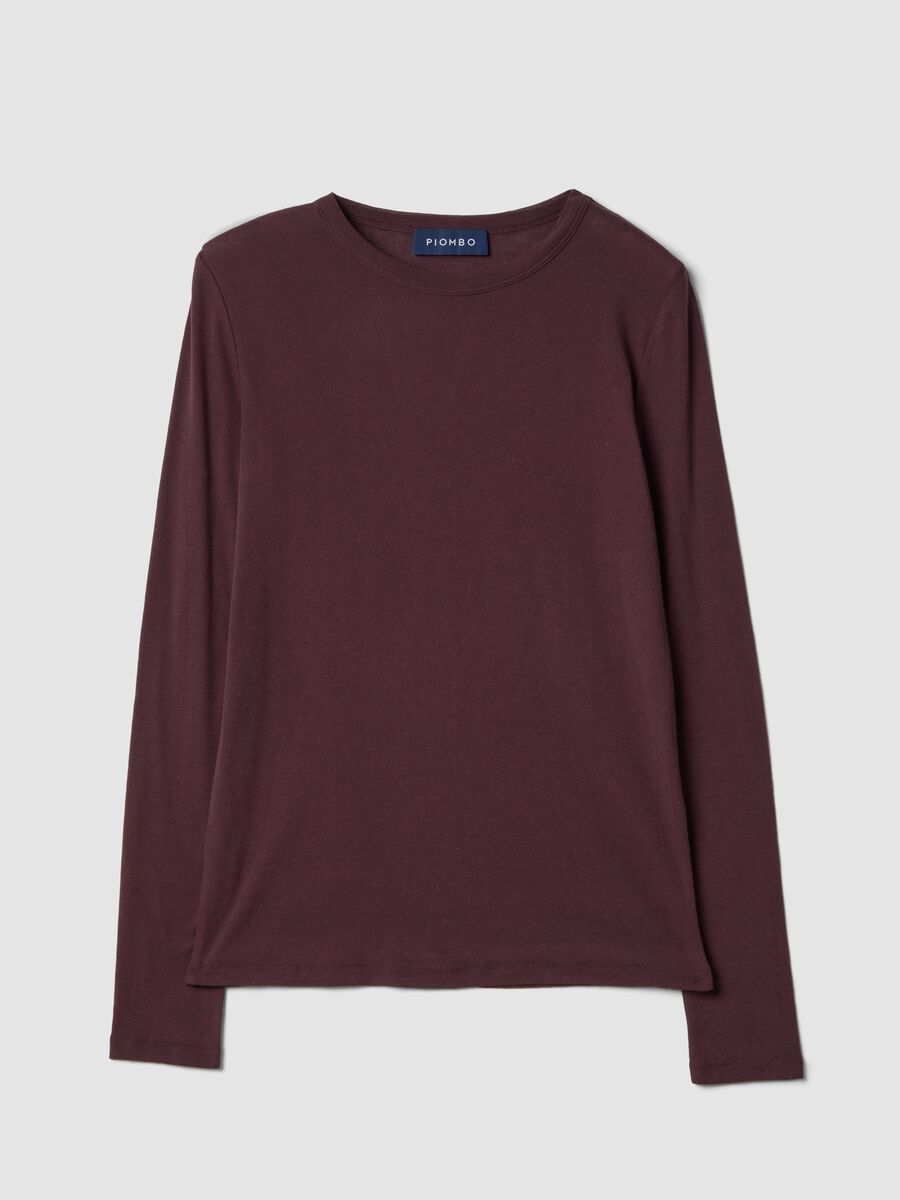 T-shirt viola in puro cotone jersey a girocollo_0
