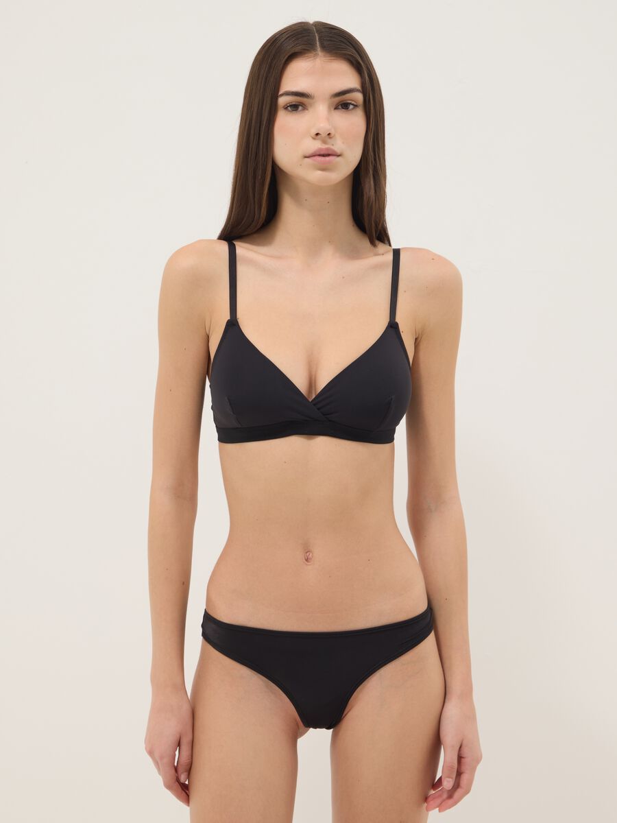Black triangle bra with removable padding in stretch fabric_1
