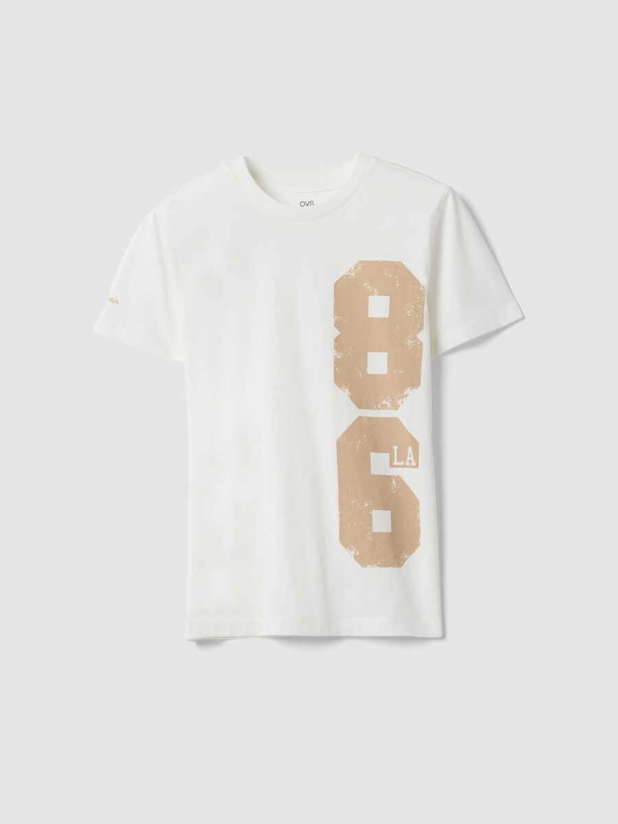 T-shirt in puro cotone bianca da ragazzo regular fit con stampa_3