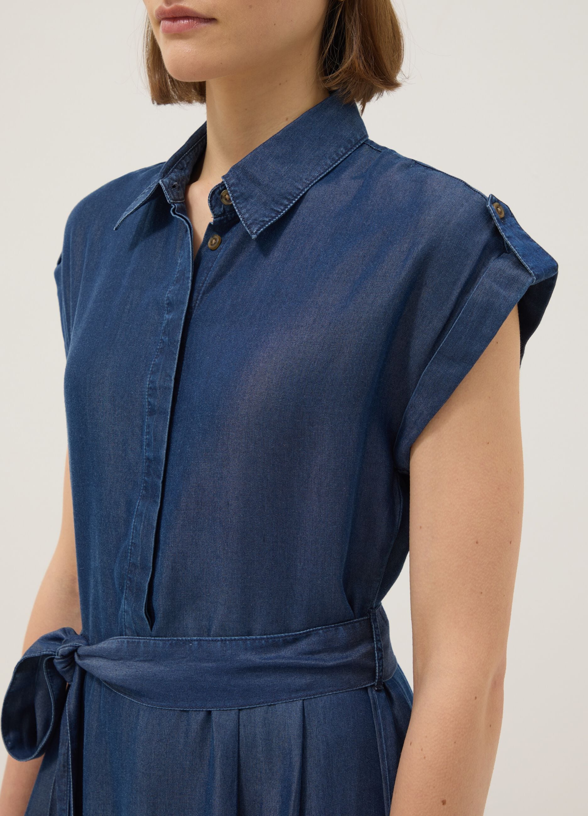 Pure blue lyocell dress in regular fit
