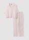 Pigiama rosa in pura viscosa con scollo a V a righe regular fit_4