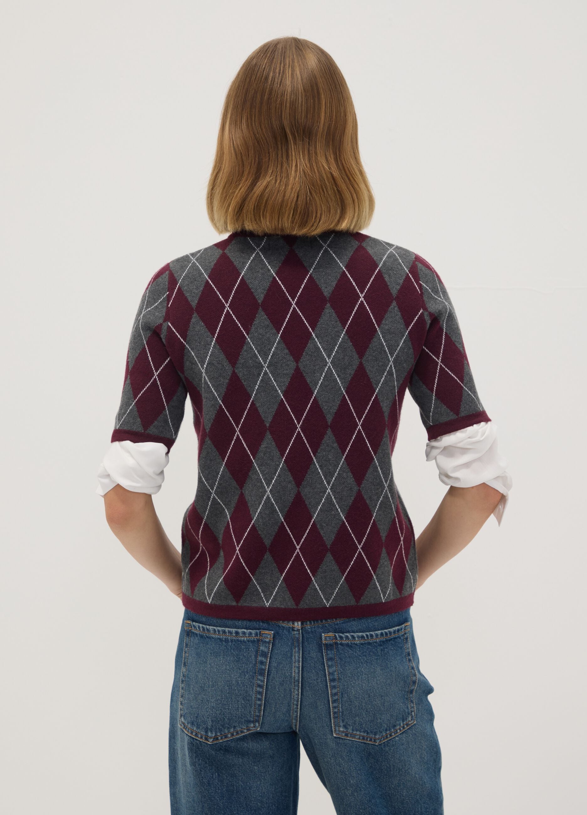 Multicolour argyle crew-neck jumper, regular fit