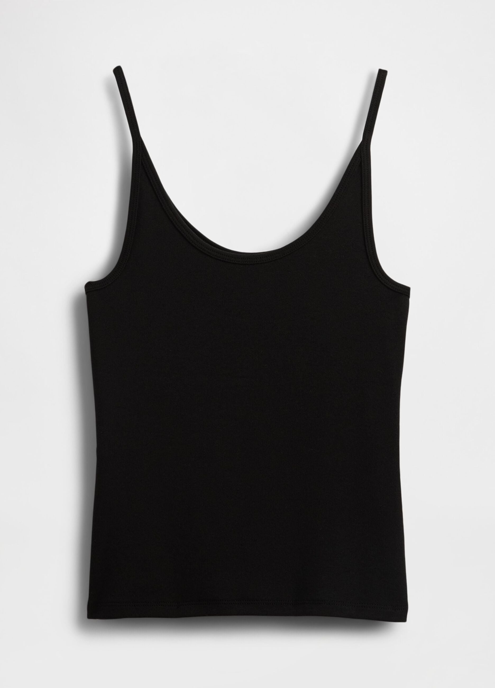 Stretch Black Top with Thin Straps