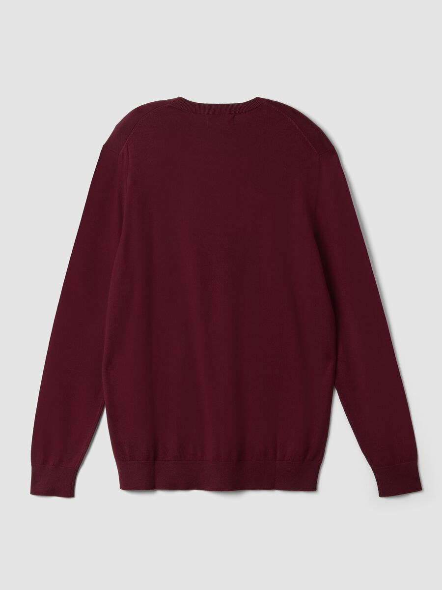 Burgundy viscose-blend crew-neck jumper, regular fit_2