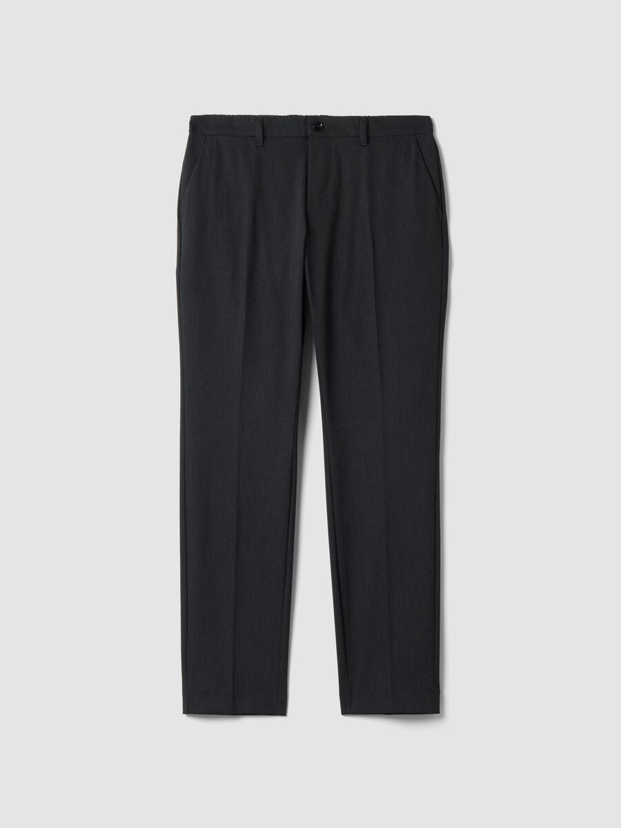 Pantaloni chino grigi in twill di viscosa elasticizzata slim fit_0