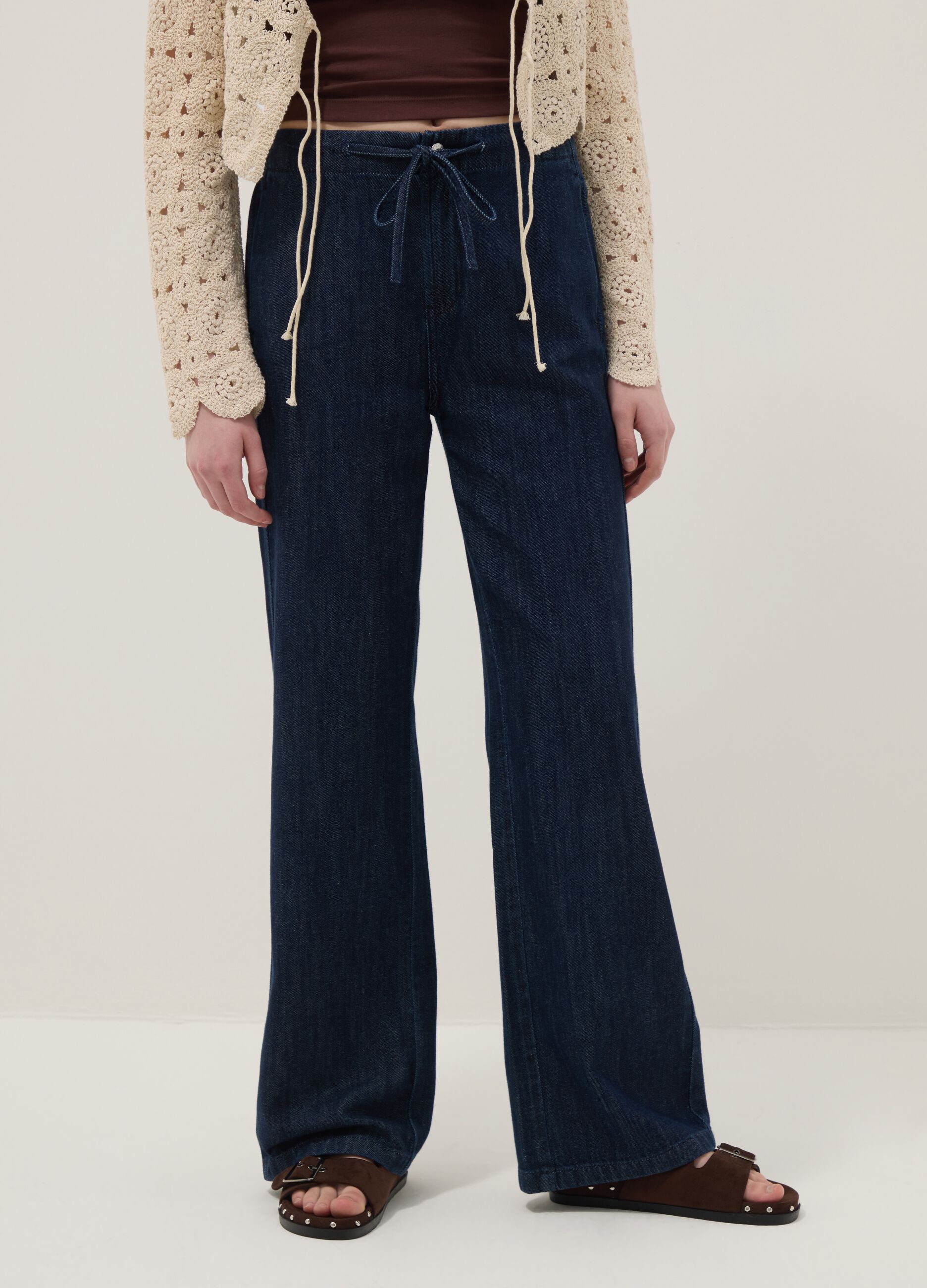 Pure Cotton Blue Denim Relaxed Fit Jogger Jeans