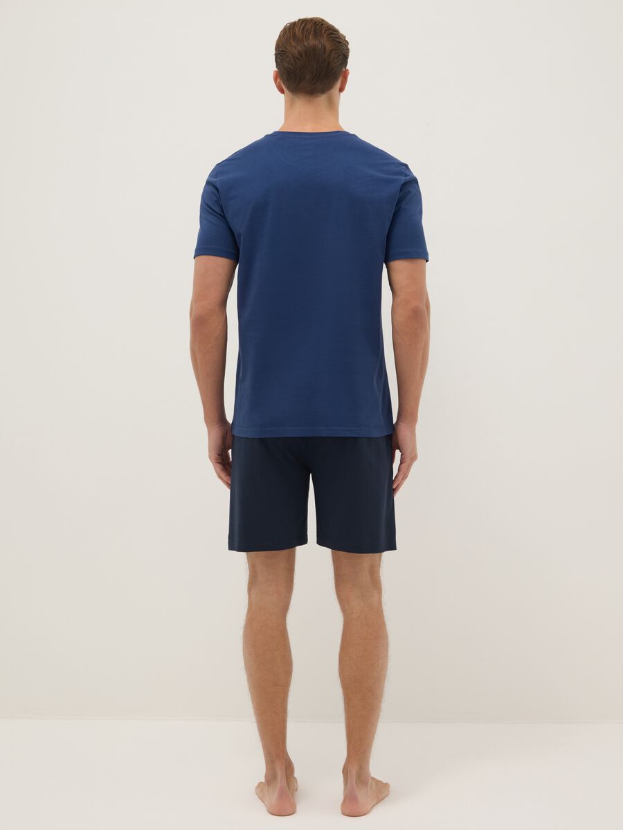 Short blue pure cotton pyjamas with regular fit_2