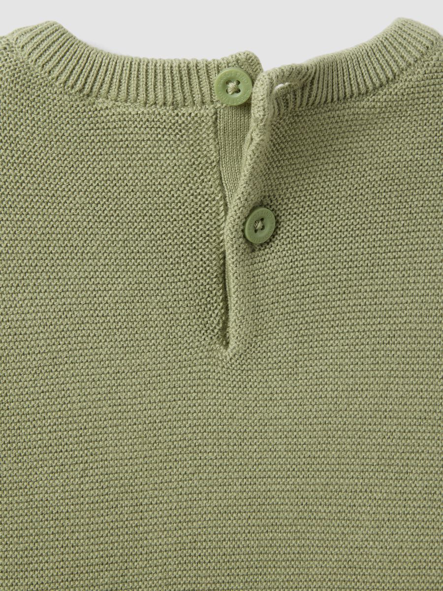 Maglione in puro cotone verde da bimbo regular fit con tigre_3